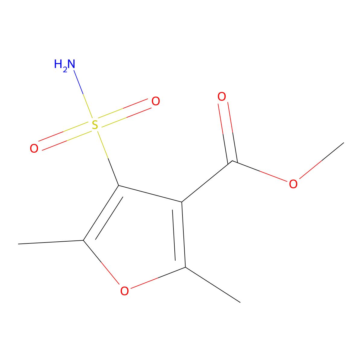 Methyl 2,5-dimethyl-4-sulfamoylfuran-3-carboxylate molecular structure, CAS 1002101-04-3