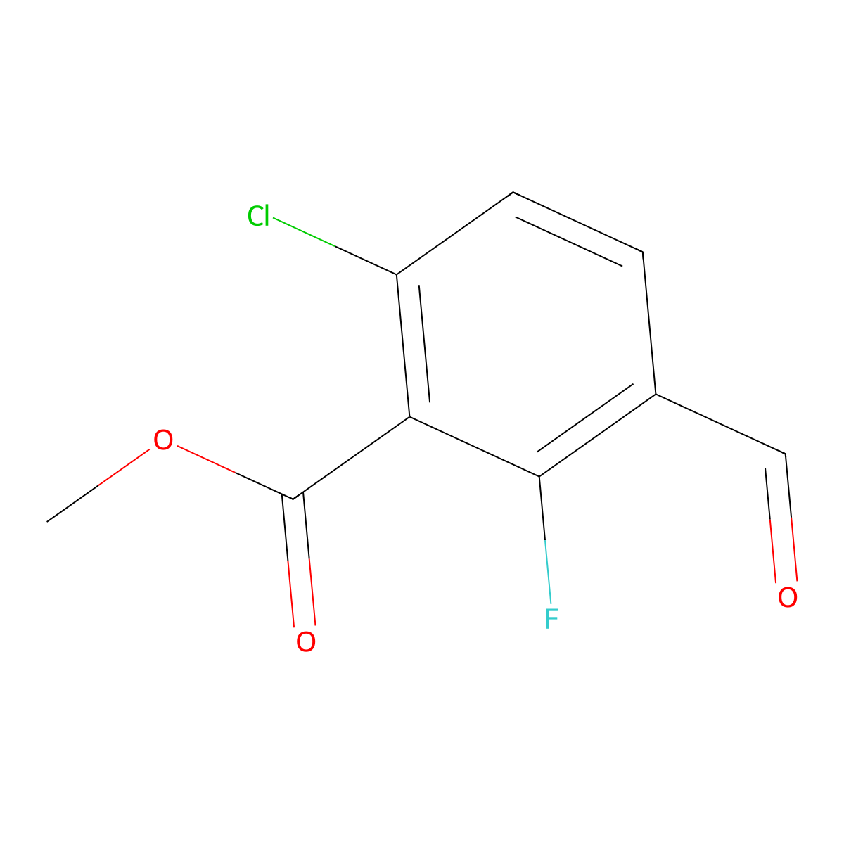 Methyl 6-chloro-2-fluoro-3-formylbenzoate molecular structure, CAS 1002106-09-3