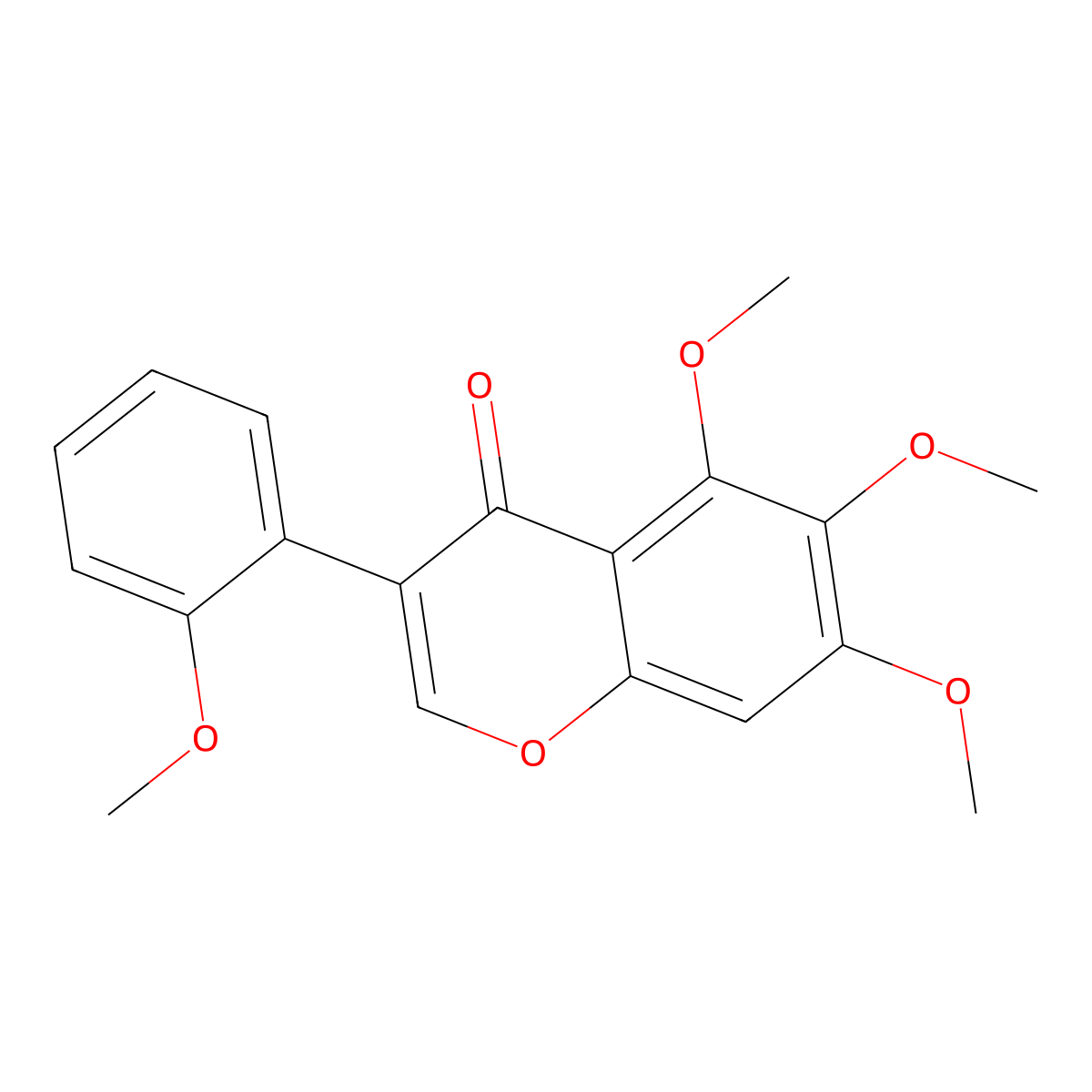 4H-1-Benzopyran-4-one, 5,6,7-trimethoxy-3-(2-methoxyphenyl)- molecular structure, CAS 100211-04-9