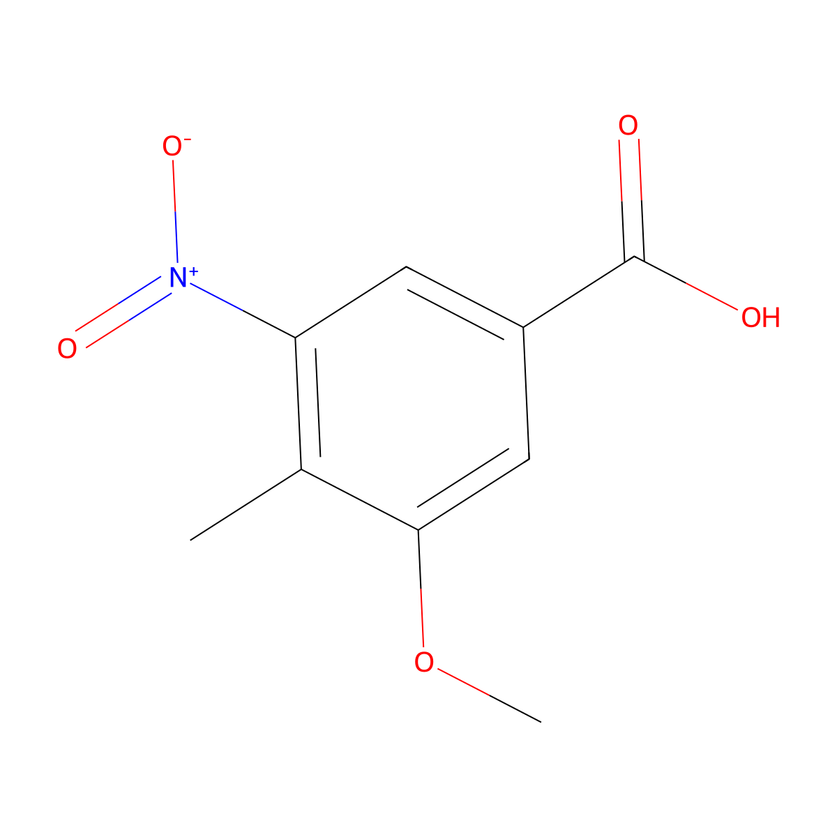 3-Methoxy-4-methyl-5-nitrobenzoic acid molecular structure, CAS 1002110-78-2