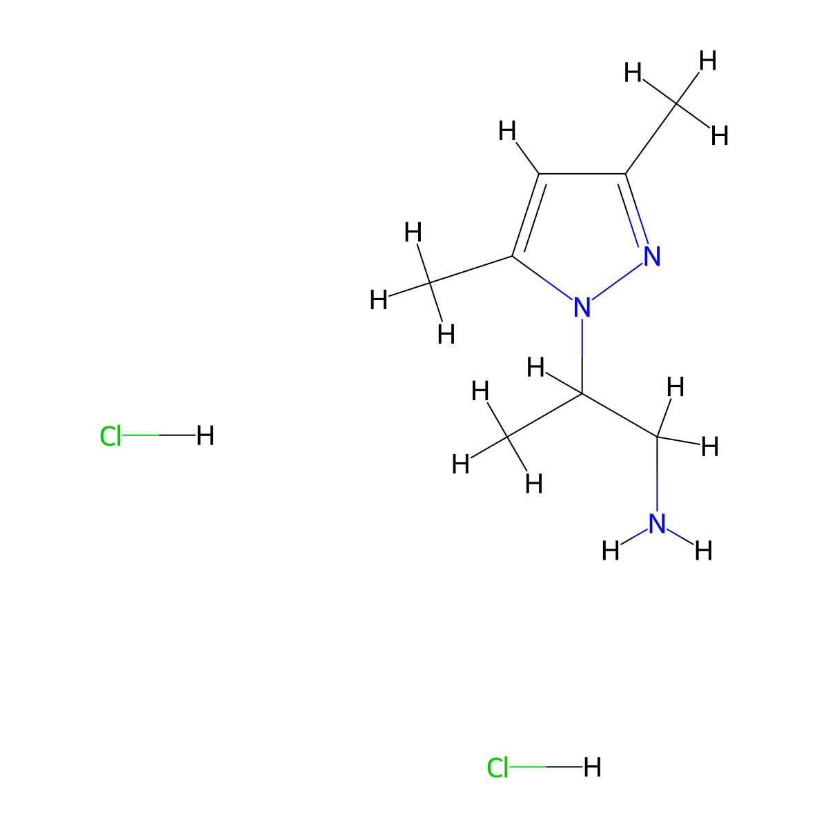 2-(3,5-Dimethyl-pyrazol-1-YL)-propylamine dihydrochloride molecular structure, CAS 1002111-01-4