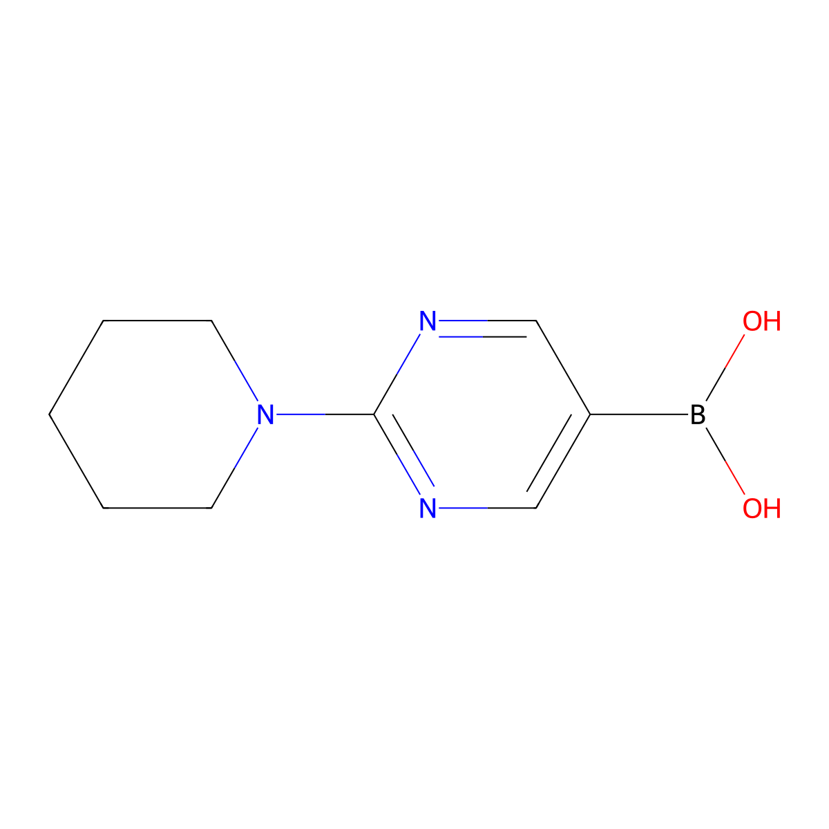 (2-Piperidin-1-Ylpyrimidin-5-Yl)Boronic Acid molecular structure, CAS 1002128-86-0