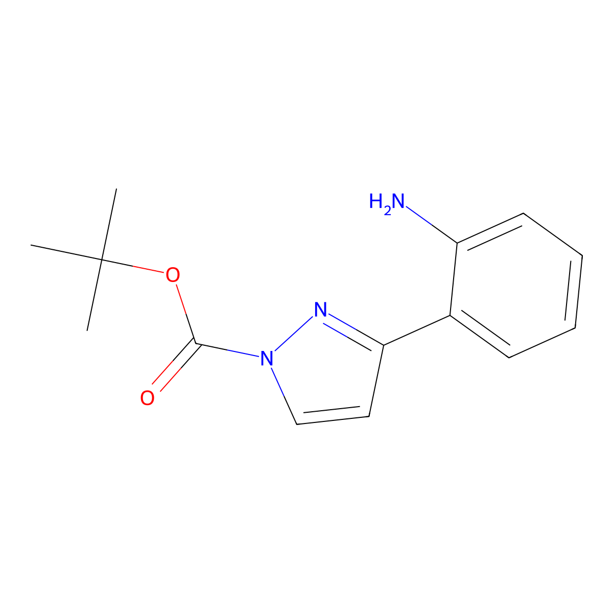 tert-Butyl 3-(2-aminophenyl)-1H-pyrazole-1-carboxylate molecular structure, CAS 1002129-49-8