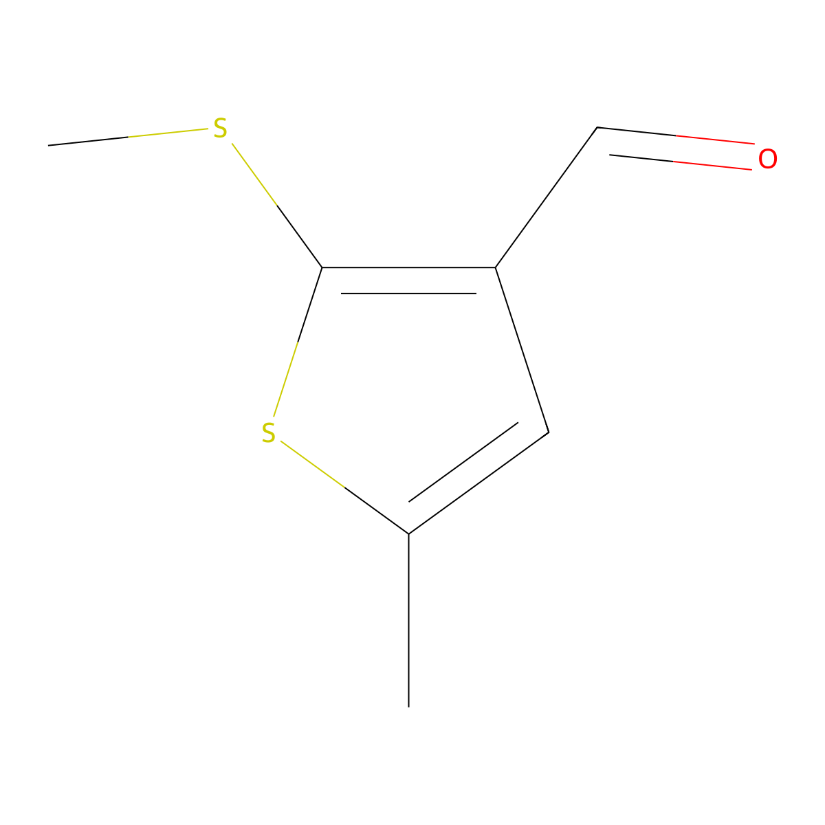 5-Methyl-2-(methylthio)thiophene-3-carbaldehyde molecular structure, CAS 100216-96-4