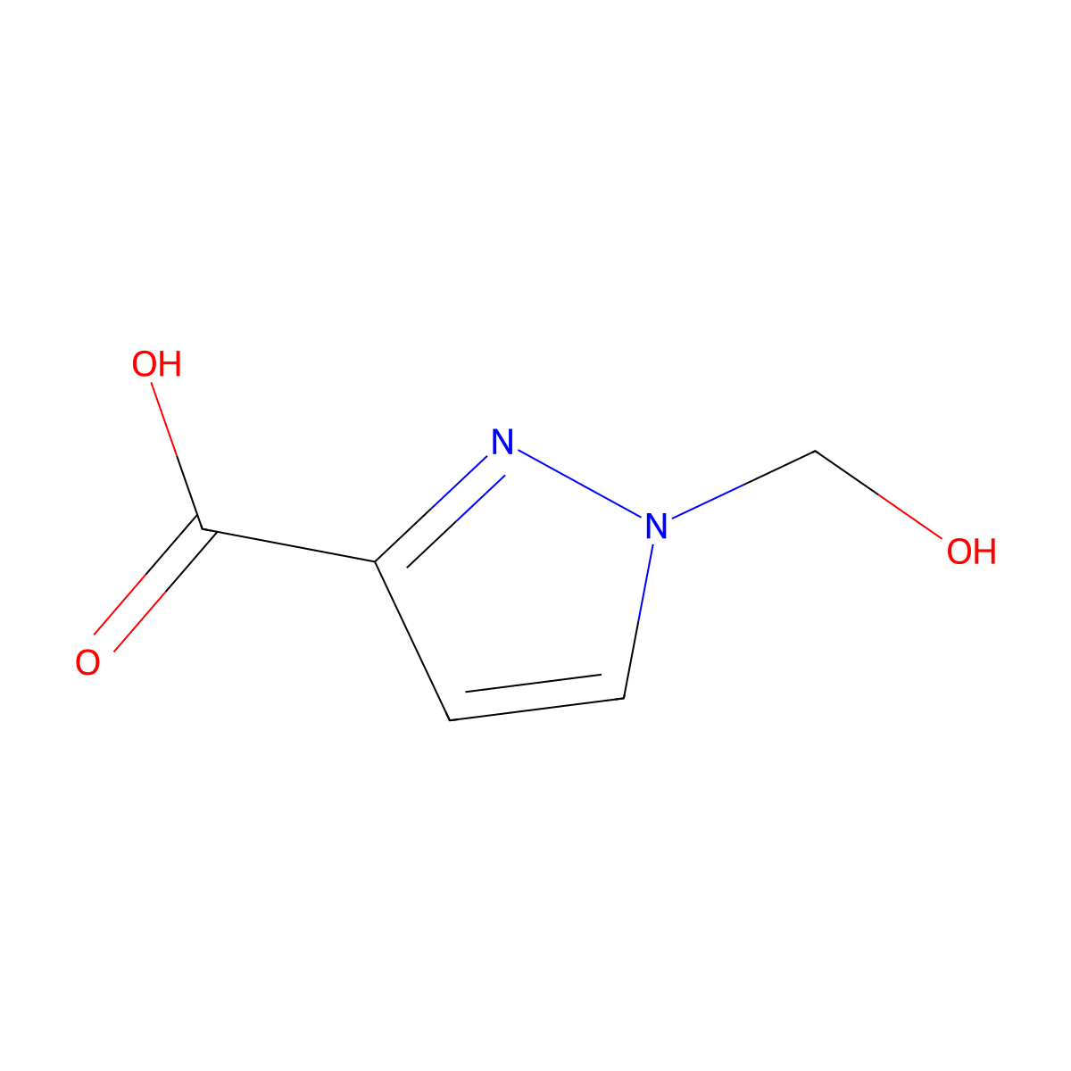 1-(hydroxymethyl)-1H-pyrazole-3-carboxylic acid molecular structure, CAS 100219-61-2