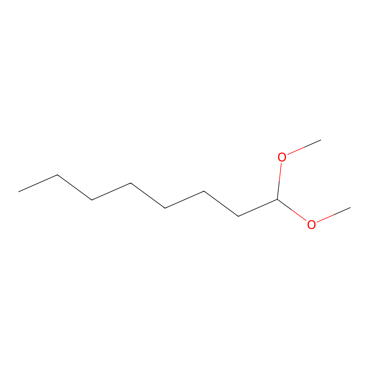 1,1-Dimethoxyoctane molecular structure, CAS 10022-28-3
