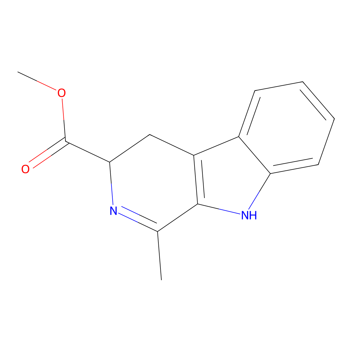 Methyl-1-methyl-3,4-dihydro-beta-carboline-3-carboxylate molecular structure, CAS 10022-81-8
