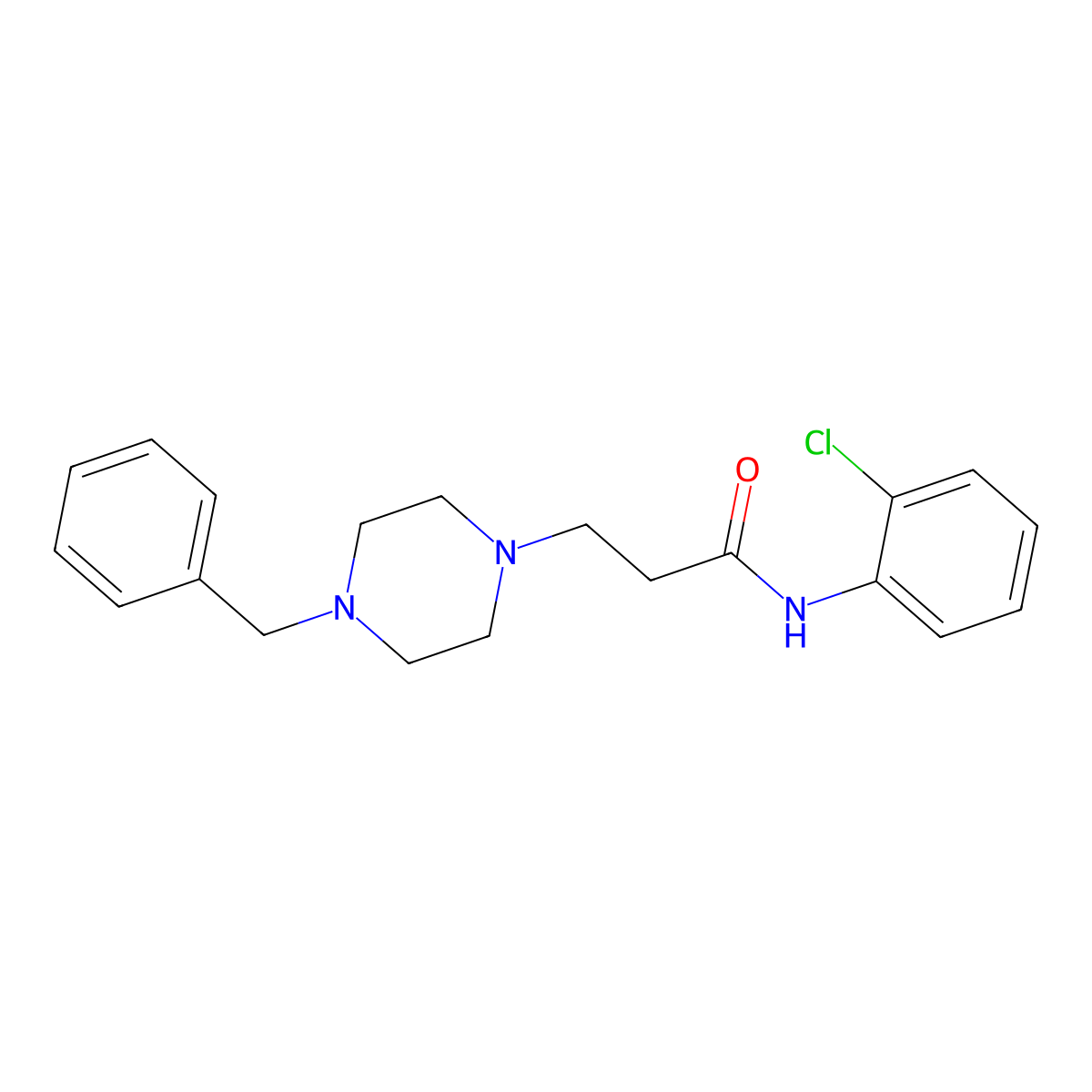 3-(4-benzylpiperazin-1-yl)-N-(2-chlorophenyl)propanamide molecular structure, CAS 100222-04-6