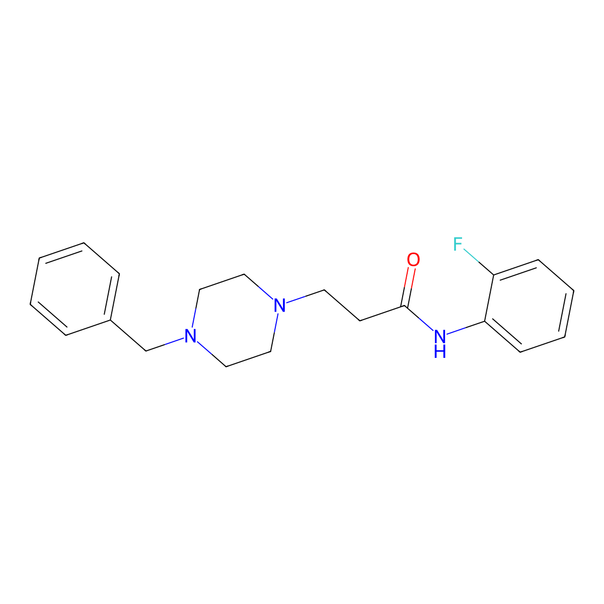 3-(4-benzylpiperazin-1-yl)-N-(2-fluorophenyl)propanamide molecular structure, CAS 100222-05-7