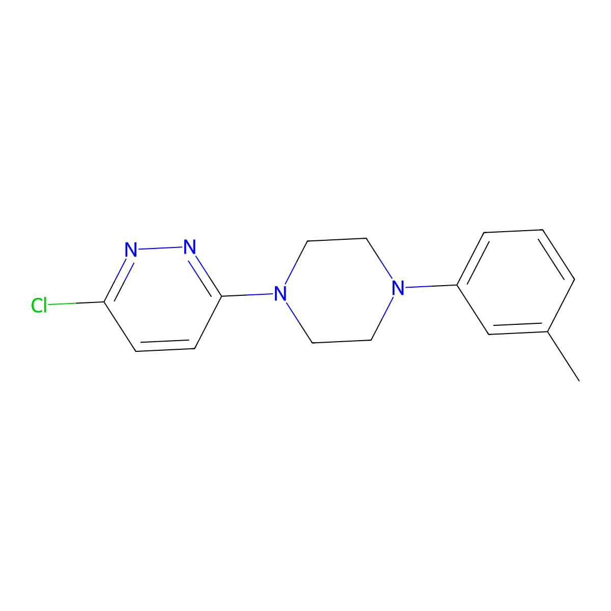 3-Chloro-6-[4-(3-methylphenyl)piperazin-1-yl]pyridazine molecular structure, CAS 100223-29-8