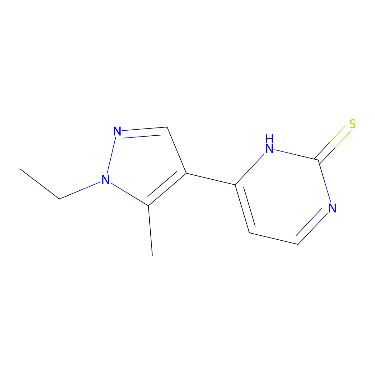 6-(1-Ethyl-5-methyl-1H-pyrazol-4-yl)-2(1H)-pyrimidinethione molecular structure, CAS 1002243-80-2