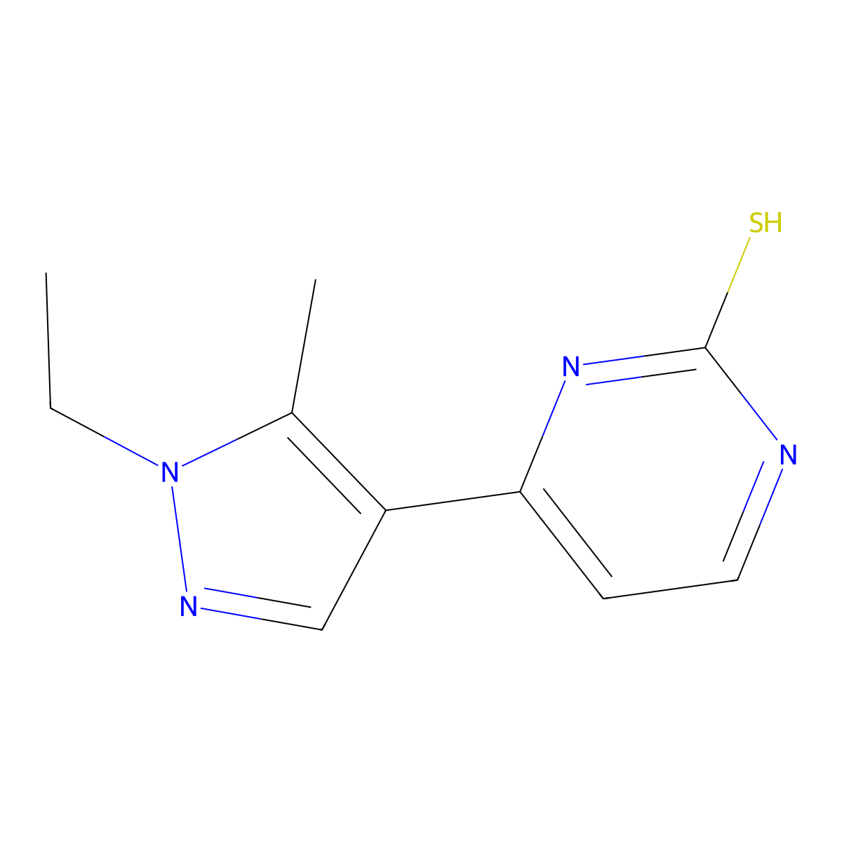 6-(1-Ethyl-5-methyl-1H-pyrazol-4-yl)-2(1H)-pyrimidinethione molecular structure, CAS 1002243-80-2