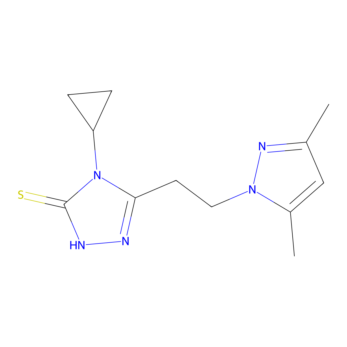 4-Cyclopropyl-5-[2-(3,5-dimethyl-pyrazol-1-yl)-ethyl]-4H-[1,2,4]triazole-3-thiol molecular structure, CAS 1002243-90-4