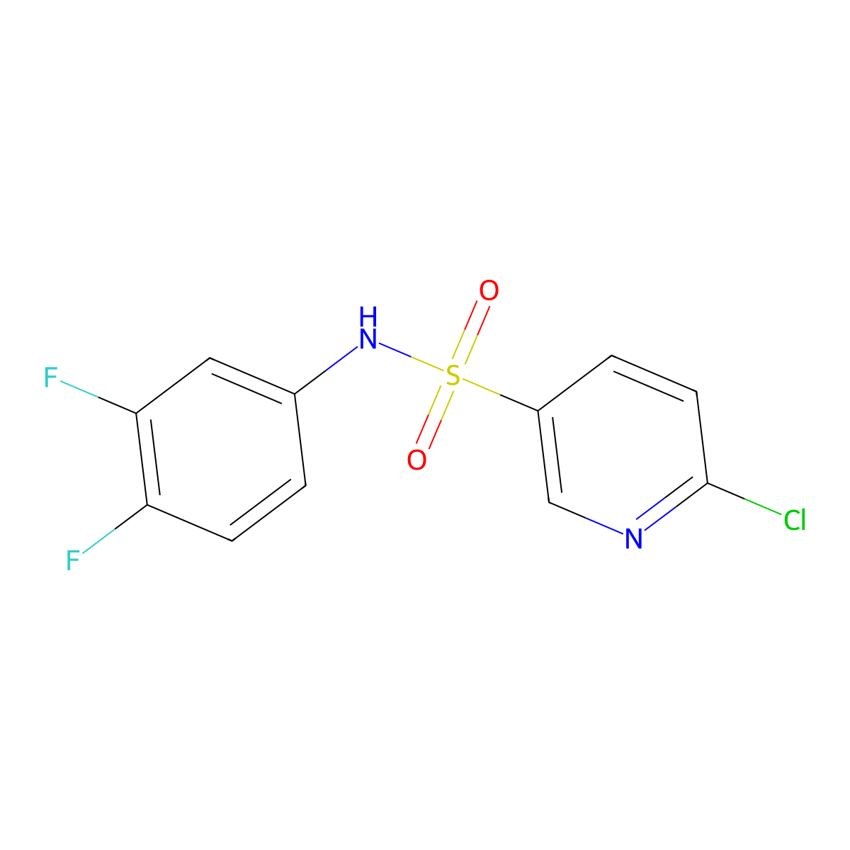 6-chloro-N-(3,4-difluorophenyl)pyridine-3-sulfonamide molecular structure, CAS 1002244-75-8