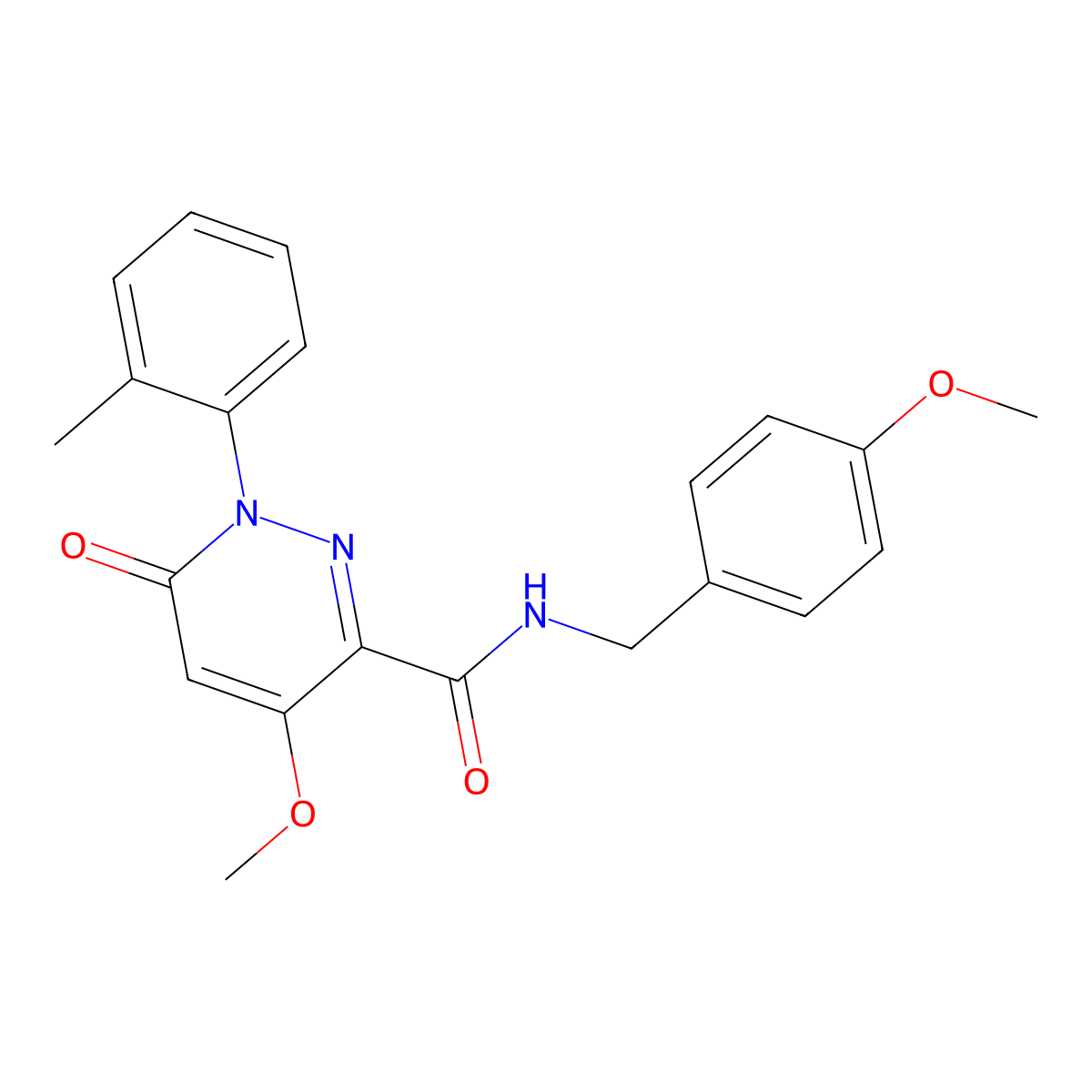 4-methoxy-N-[(4-methoxyphenyl)methyl]-1-(2-methylphenyl)-6-oxopyridazine-3-carboxamide molecular structure, CAS 1002254-96-7