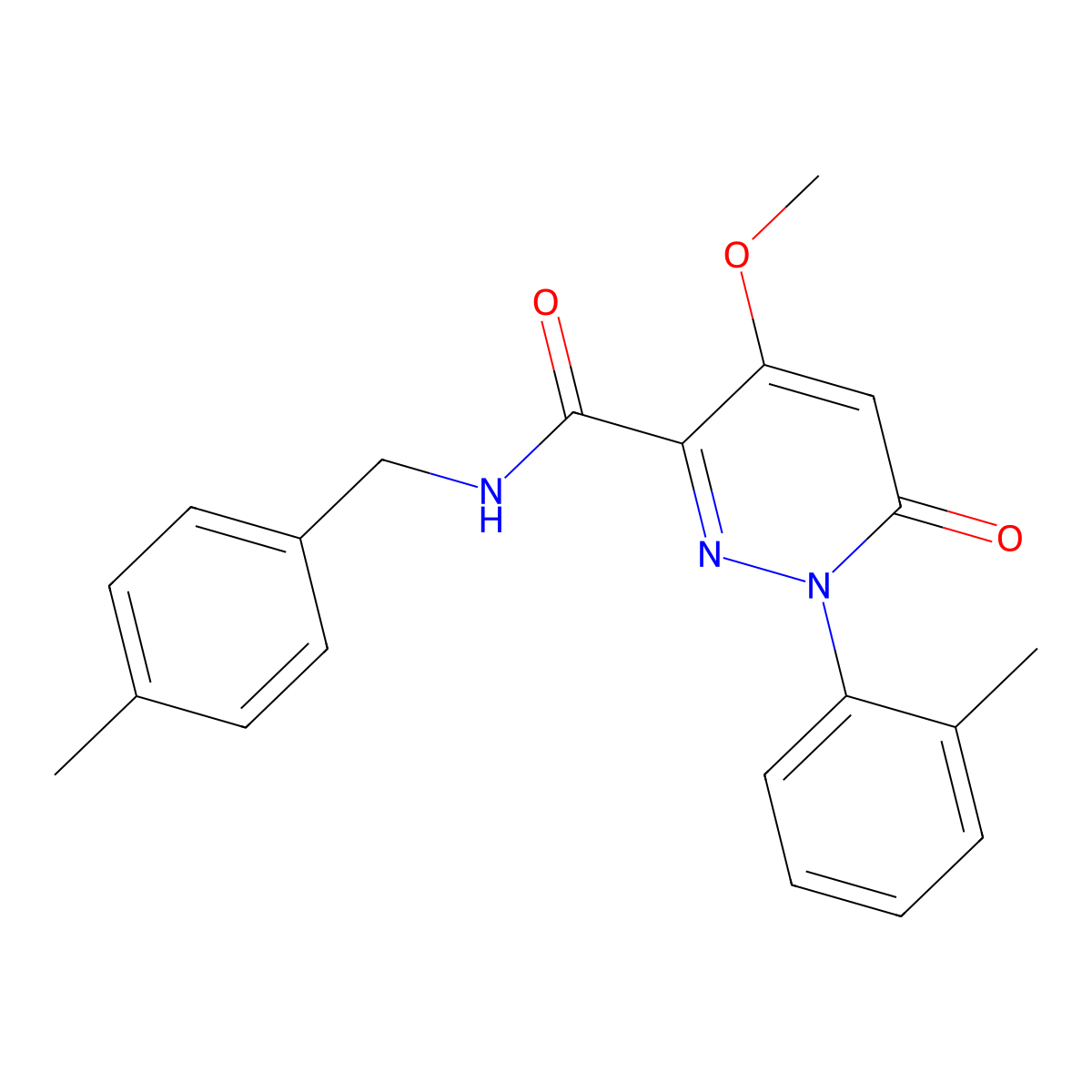 4-methoxy-1-(2-methylphenyl)-N-[(4-methylphenyl)methyl]-6-oxopyridazine-3-carboxamide molecular structure, CAS 1002255-07-3