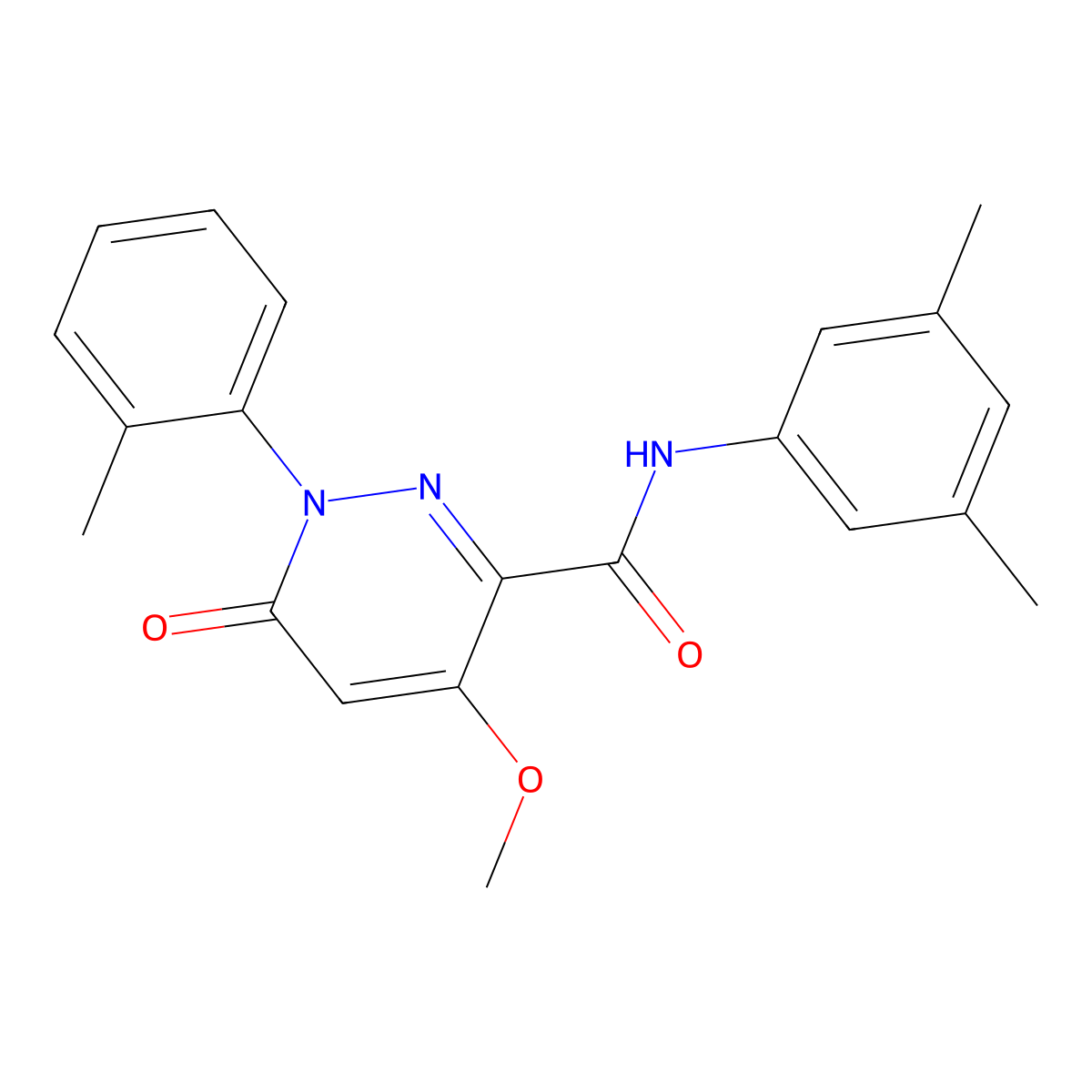 N-(3,5-dimethylphenyl)-4-methoxy-1-(2-methylphenyl)-6-oxo-1,6-dihydropyridazine-3-carboxamide molecular structure, CAS 1002255-26-6