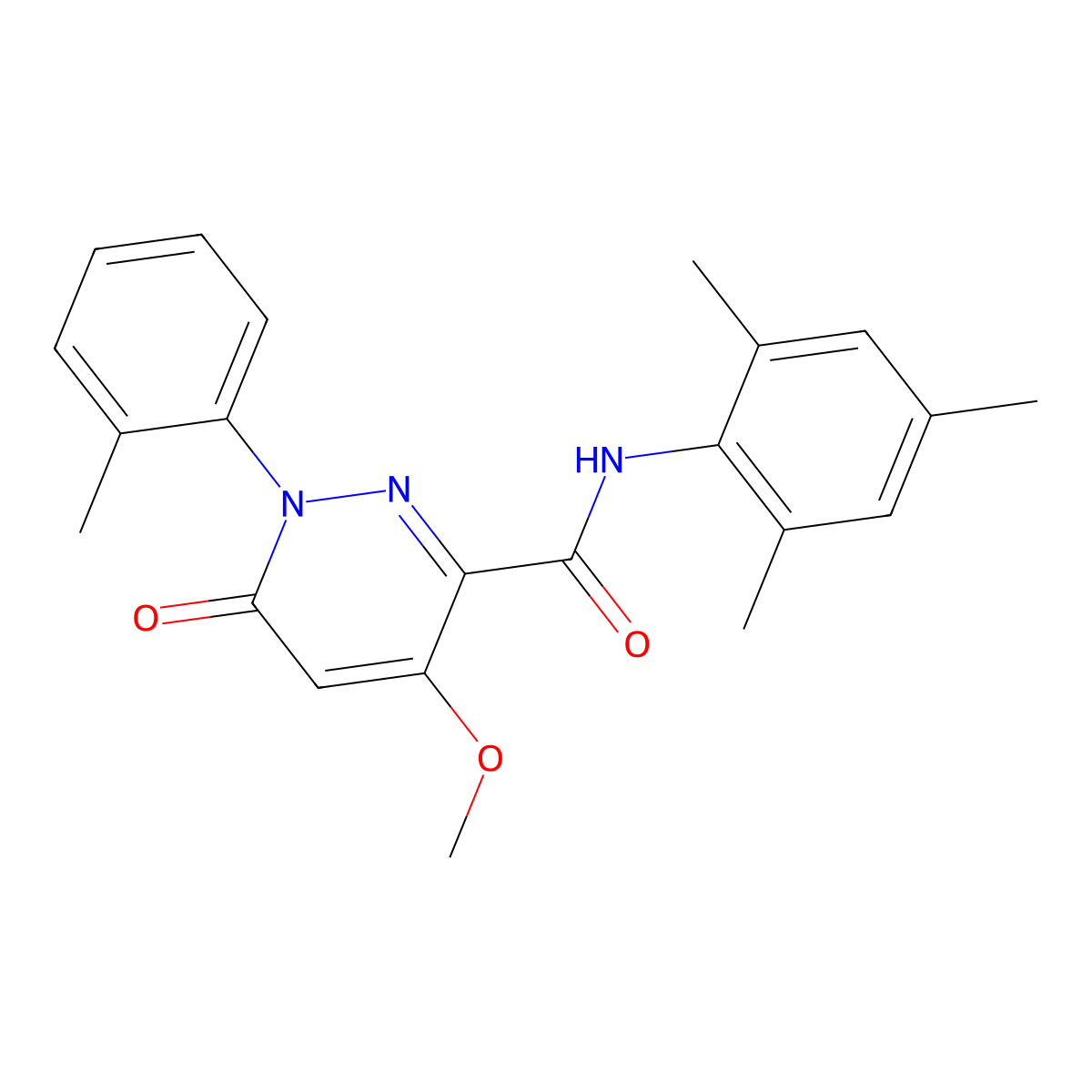 N-mesityl-4-methoxy-6-oxo-1-(o-tolyl)-1,6-dihydropyridazine-3-carboxamide molecular structure, CAS 1002255-42-6