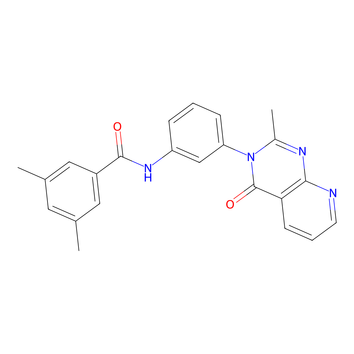 3,5-dimethyl-N-[3-(2-methyl-4-oxopyrido[2,3-d]pyrimidin-3-yl)phenyl]benzamide molecular structure, CAS 1002256-88-3