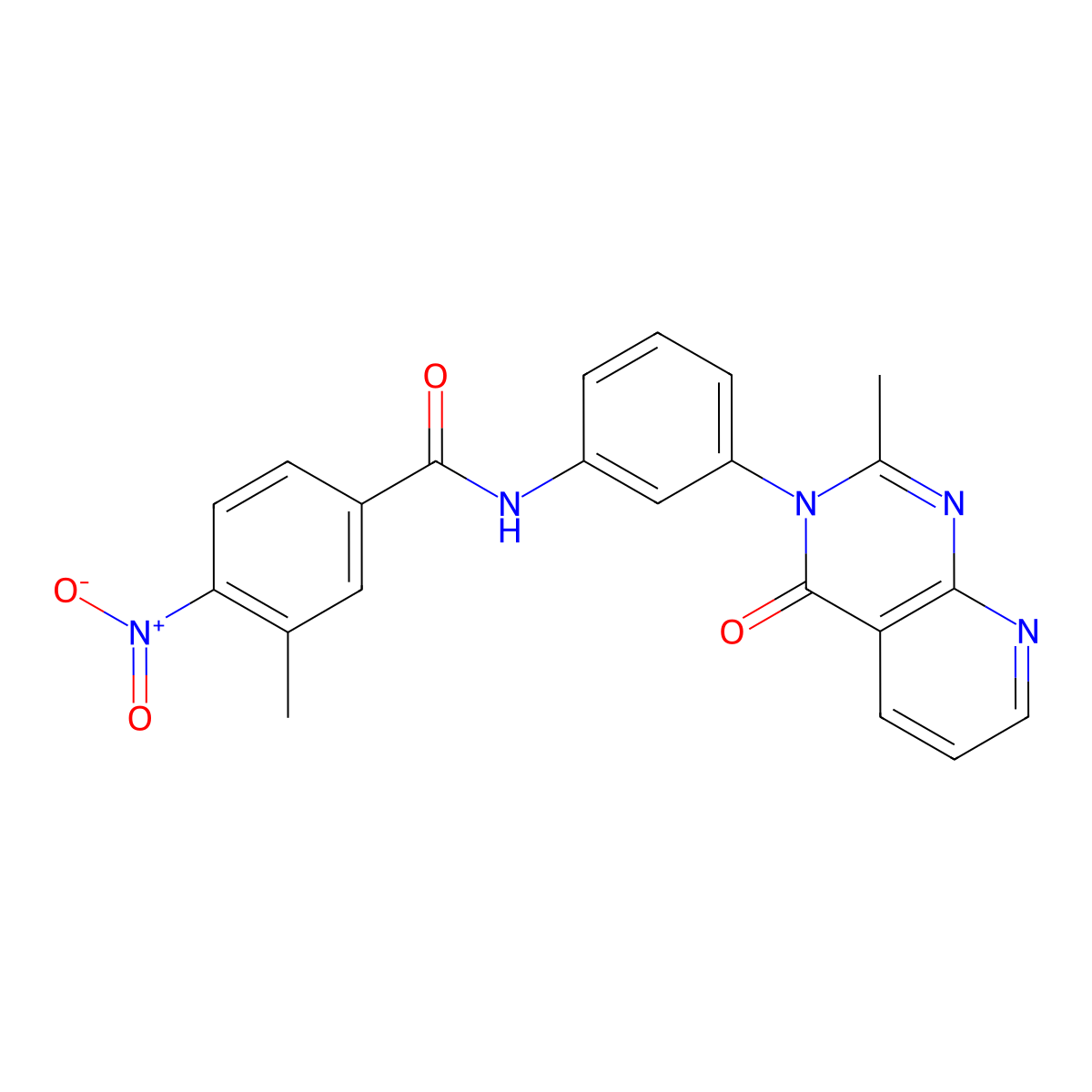 3-methyl-N-[3-(2-methyl-4-oxopyrido[2,3-d]pyrimidin-3-yl)phenyl]-4-nitrobenzamide molecular structure, CAS 1002256-91-8