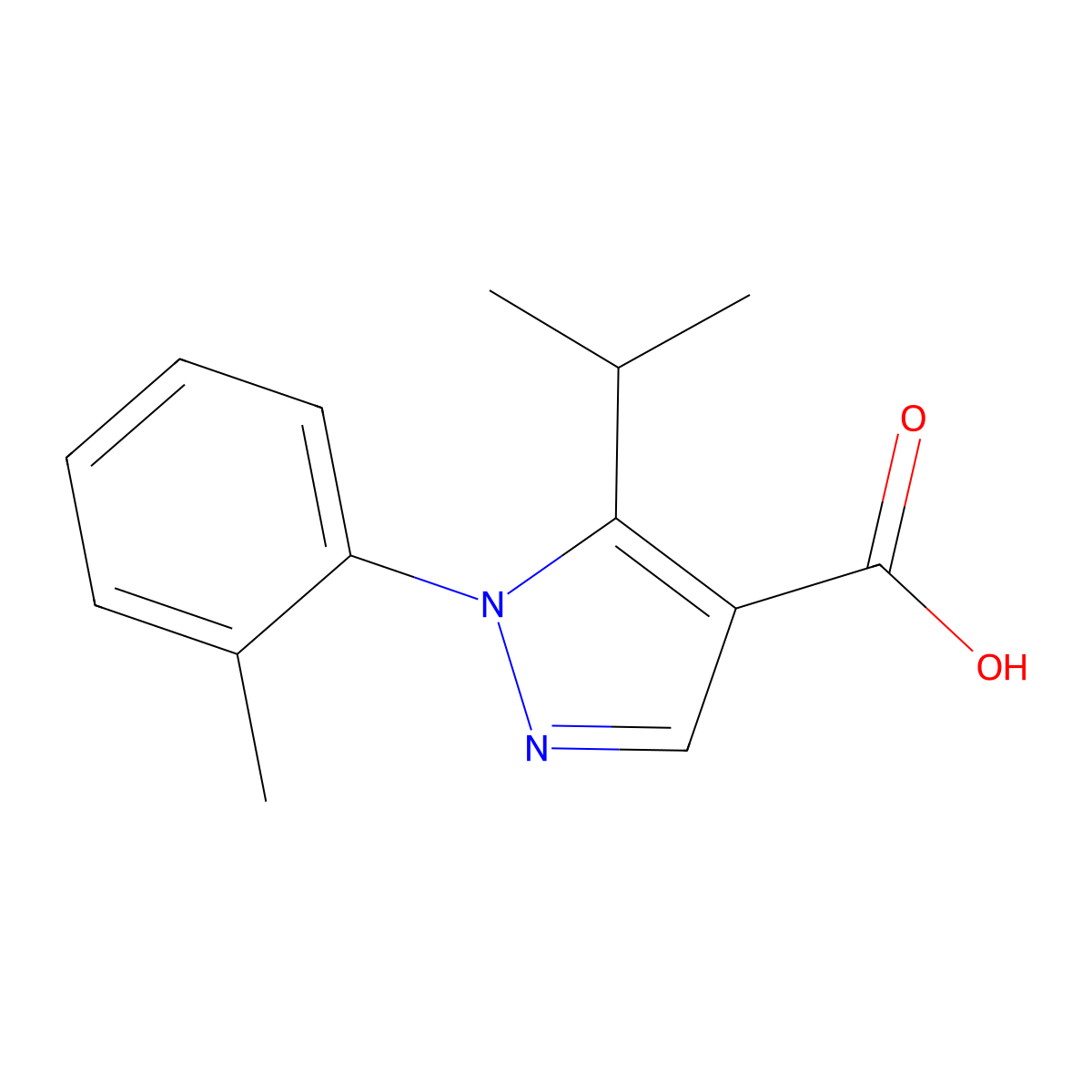 1-(2-methylphenyl)-5-(propan-2-yl)-1H-pyrazole-4-carboxylic acid molecular structure, CAS 1002290-97-2