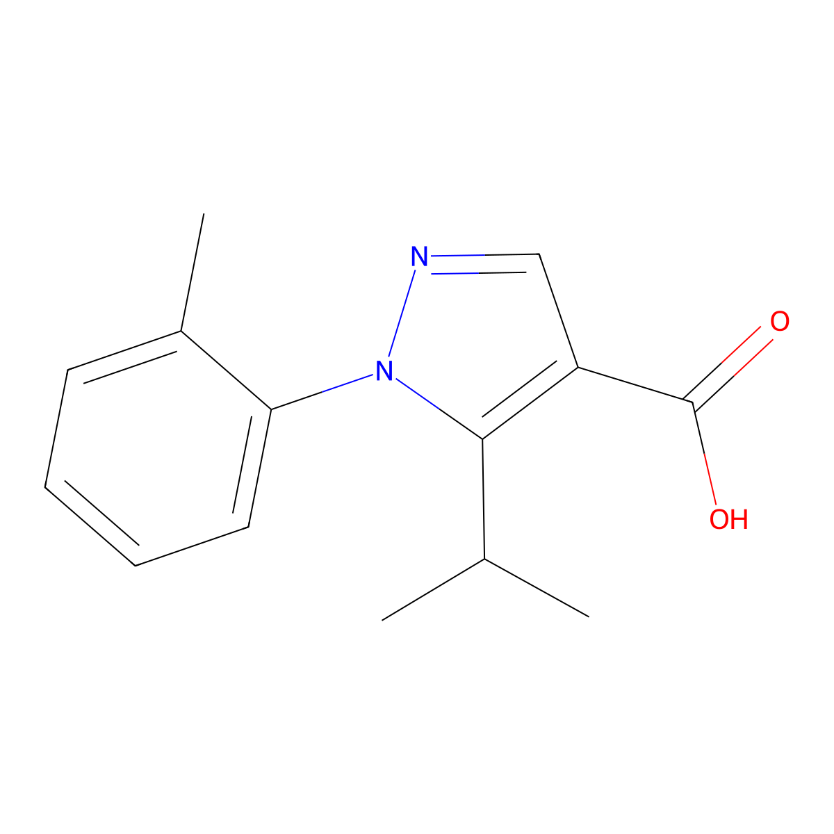 1-(2-methylphenyl)-5-(propan-2-yl)-1H-pyrazole-4-carboxylic acid molecular structure, CAS 1002290-97-2