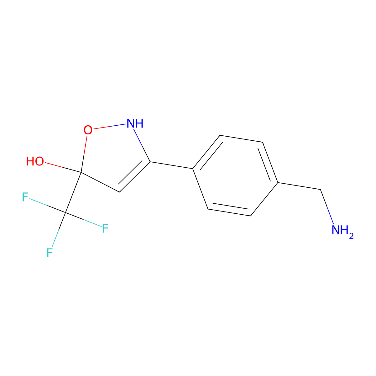 3-(4-(Aminomethyl)phenyl)-5-(trifluoromethyl)-2,5-dihydro-1,2-oxazol-5-ol molecular structure, CAS 1002299-79-7