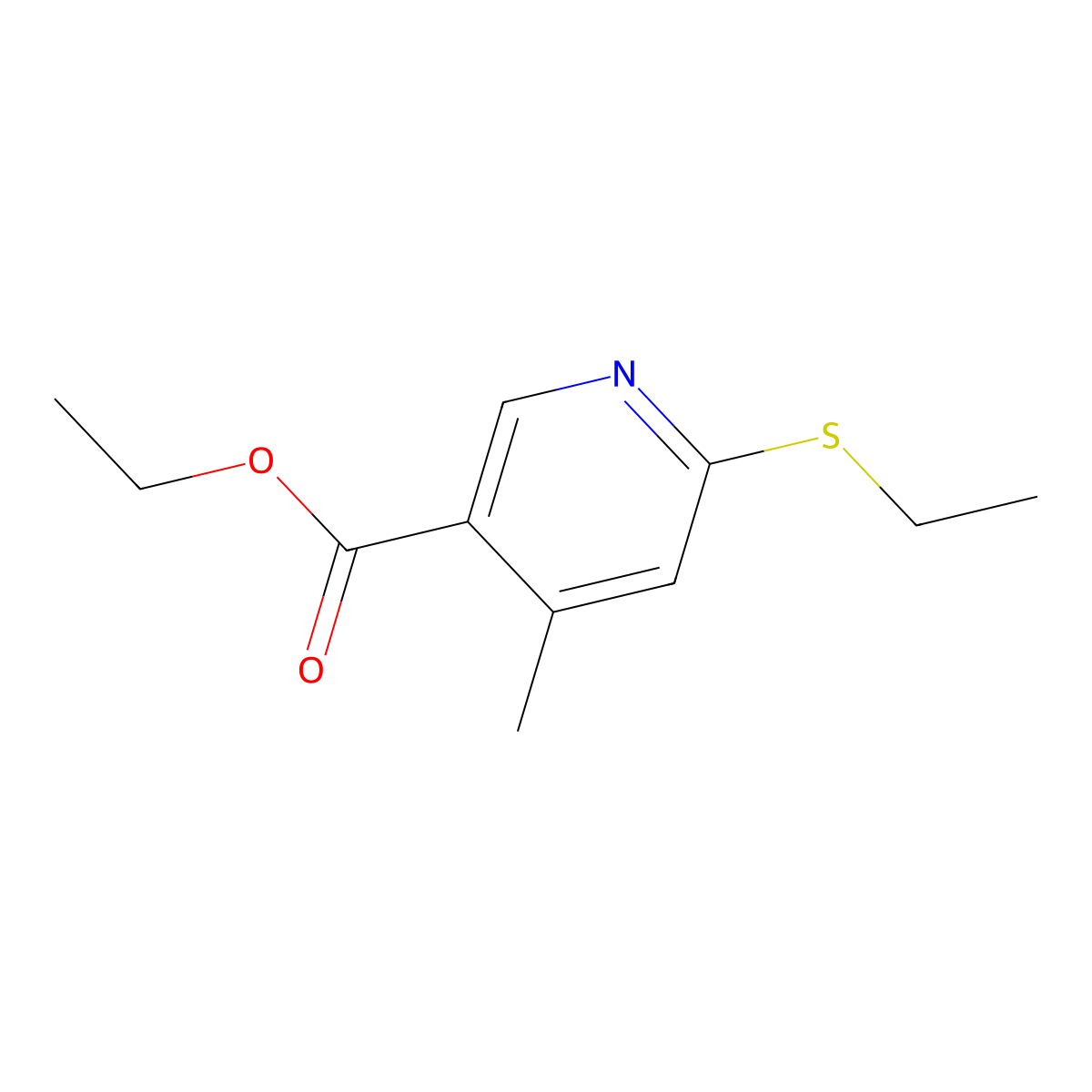 Ethyl 6-(ethylthio)-4-methyl-3-pyridinecarboxylate molecular structure, CAS 10023-72-0