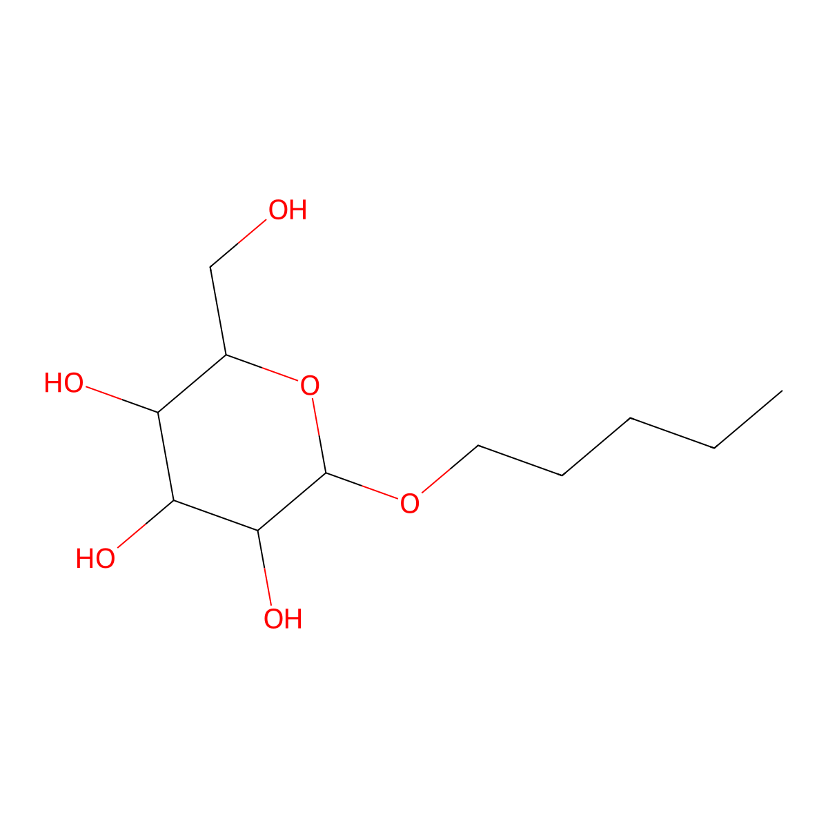 Pentyl D-glucoside molecular structure, CAS 100231-63-8