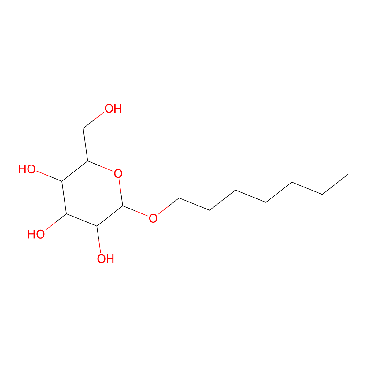 Heptyl D-glucoside molecular structure, CAS 100231-64-9