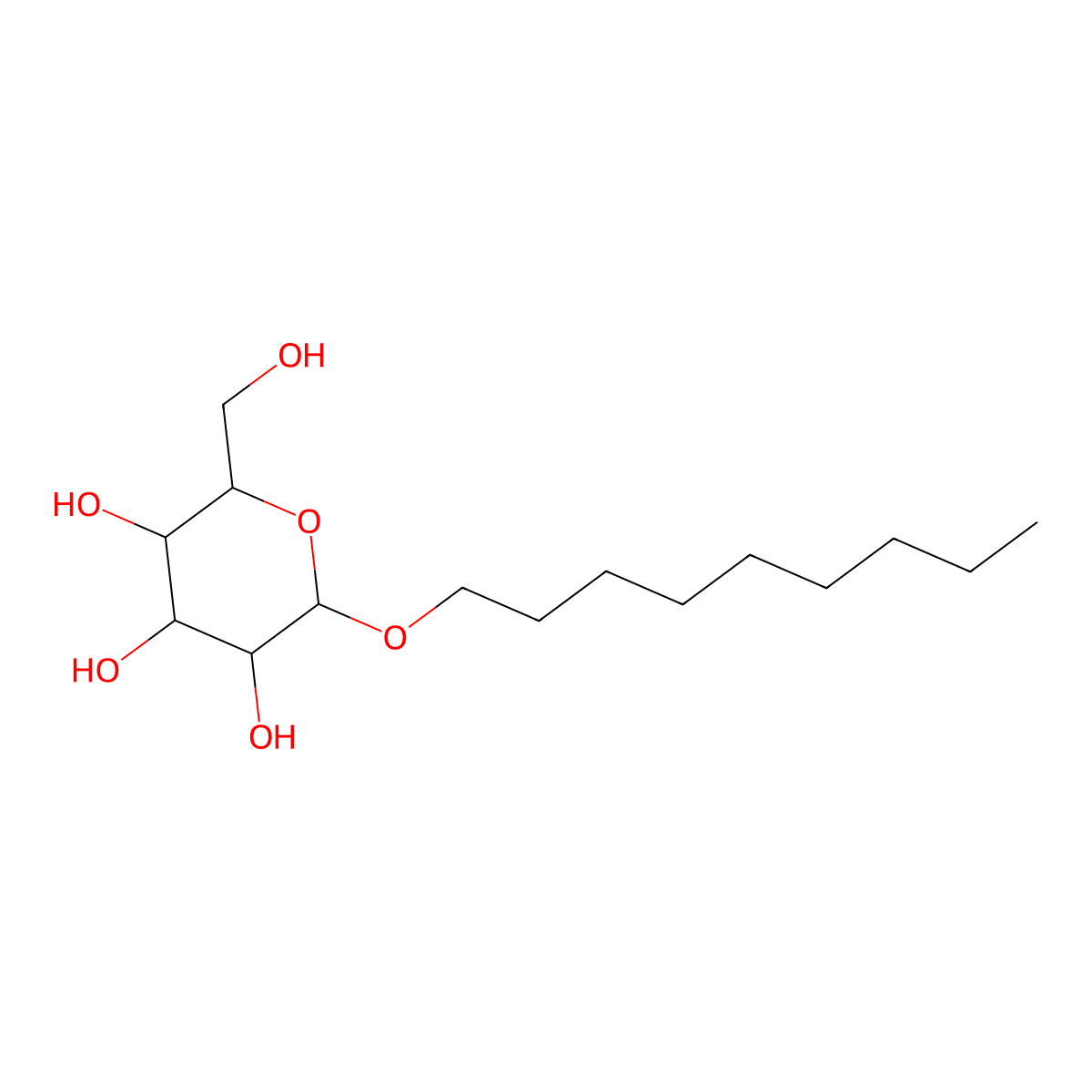 Nonyl hexopyranoside molecular structure, CAS 100231-65-0
