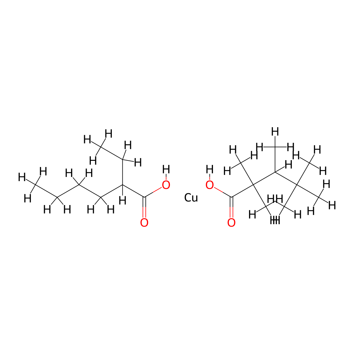 (tert-Decanoato-O)(2-ethylhexanoato-O)copper molecular structure, CAS 100231-69-4