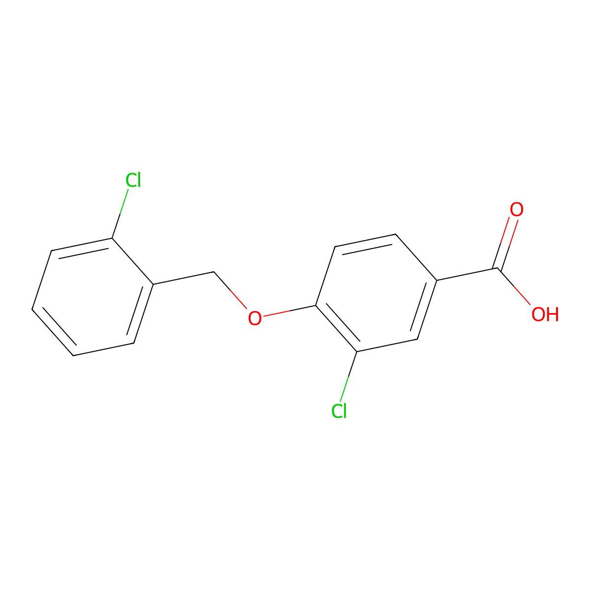 3-chloro-4-[(2-chlorophenyl)methoxy]benzoic Acid molecular structure, CAS 1002313-00-9