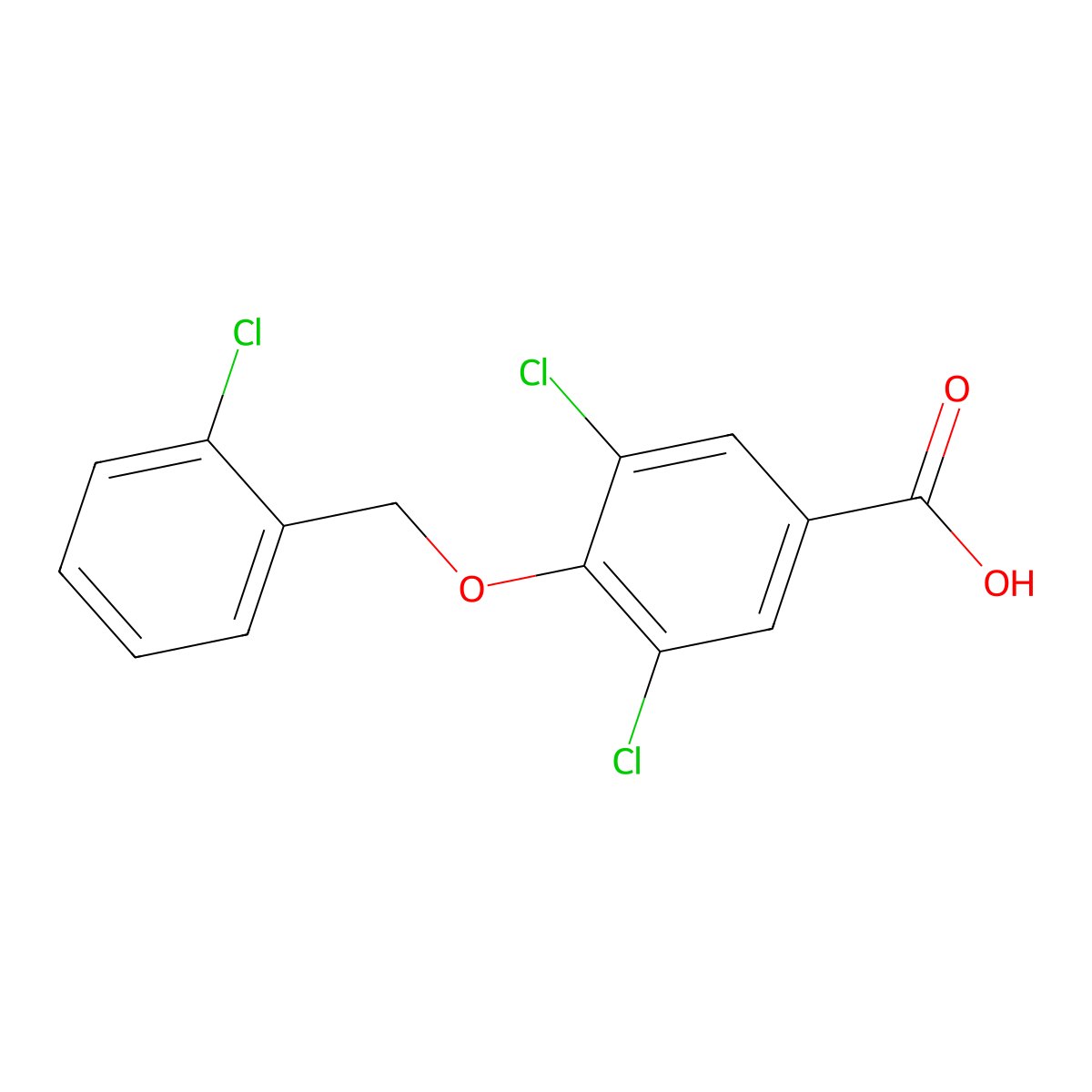 3,5-dichloro-4-[(2-chlorophenyl)methoxy]benzoic Acid molecular structure, CAS 1002313-01-0