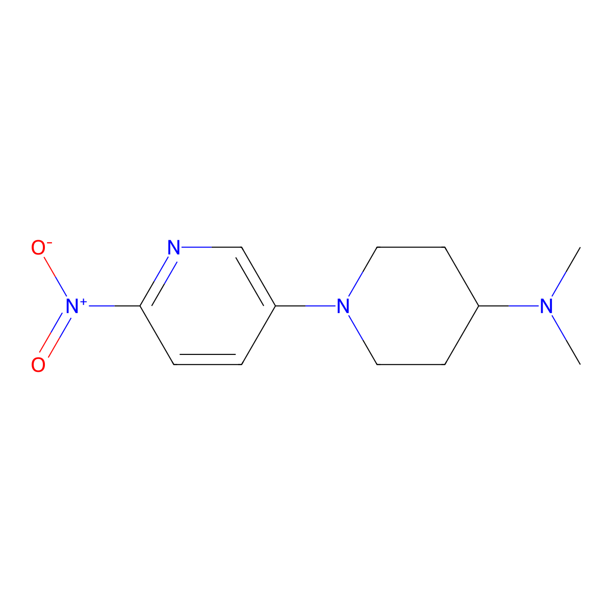 N,N-dimethyl-1-(6-nitropyridin-3-yl)piperidin-4-amine molecular structure, CAS 1002317-12-5