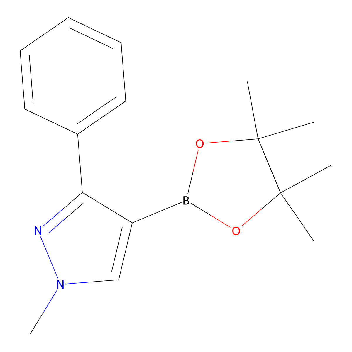 1-methyl-3-phenyl-4-(4,4,5,5-tetramethyl-1,3,2-dioxaborolan-2-yl)-1H-pyrazole molecular structure, CAS 1002334-06-6