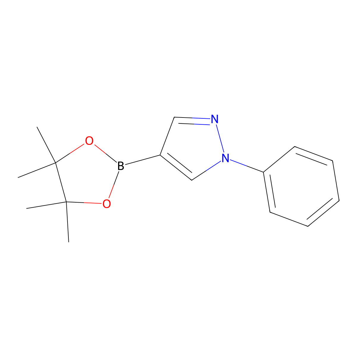1-phenyl-4-(4,4,5,5-tetramethyl-1,3,2-dioxaborolan-2-yl)-1H-pyrazole molecular structure, CAS 1002334-12-4