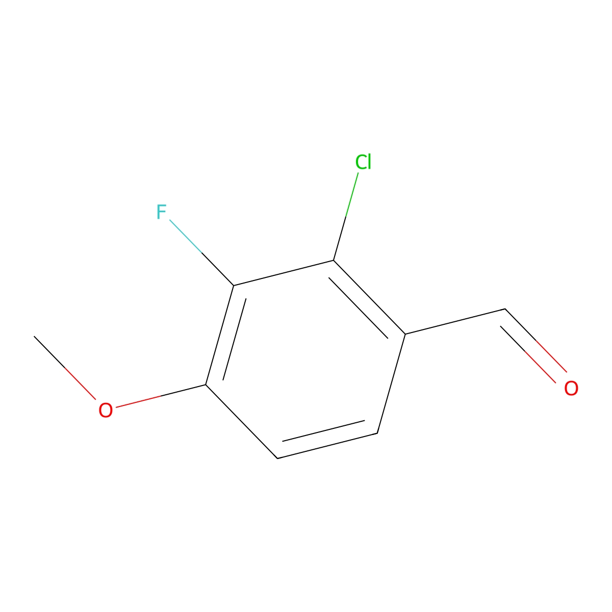 2-Chloro-3-fluoro-4-methoxybenzaldehyde molecular structure, CAS 1002344-90-2