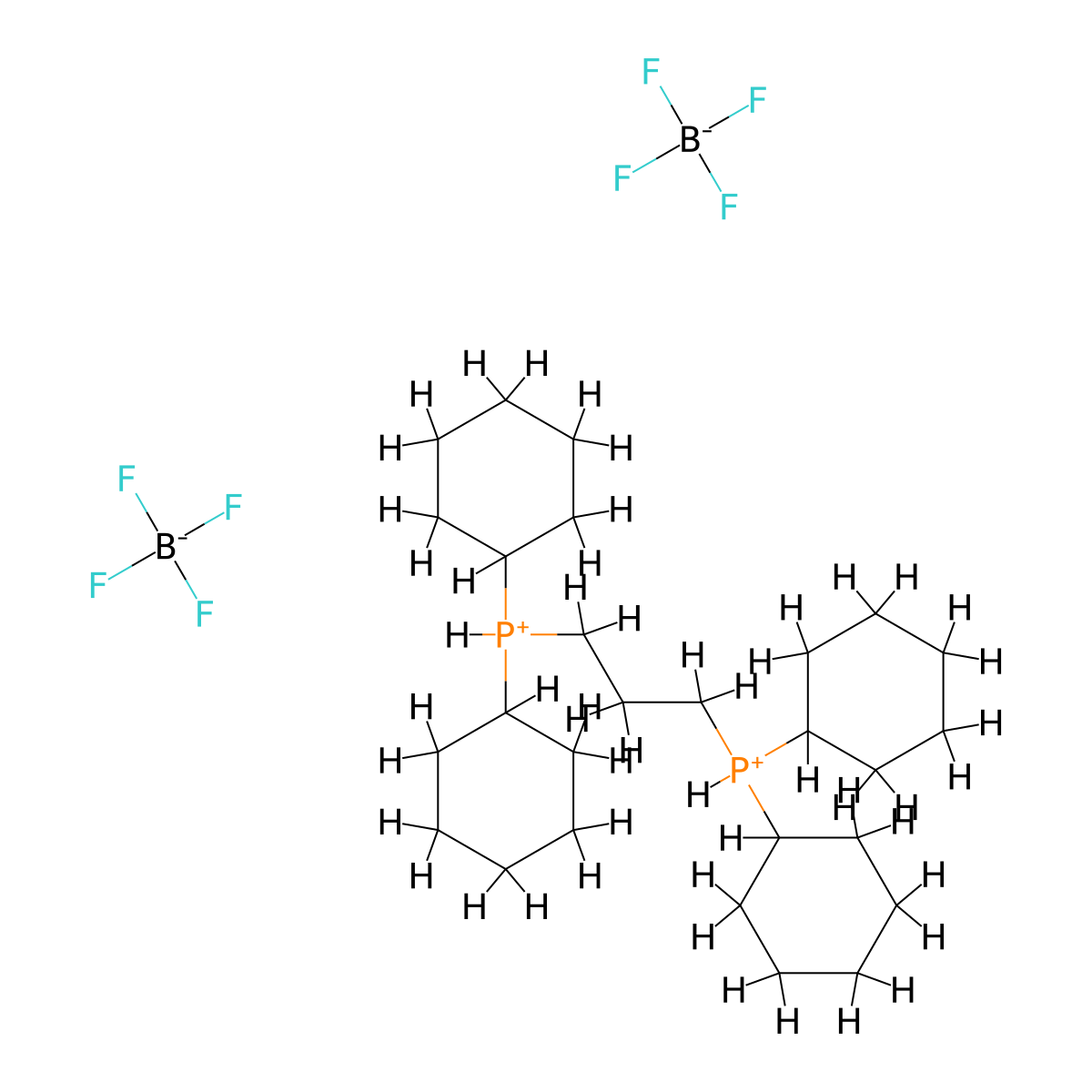 1,3-Bis(dicyclohexylphosphino)propane bis(tetrafluoroborate) molecular structure, CAS 1002345-50-7
