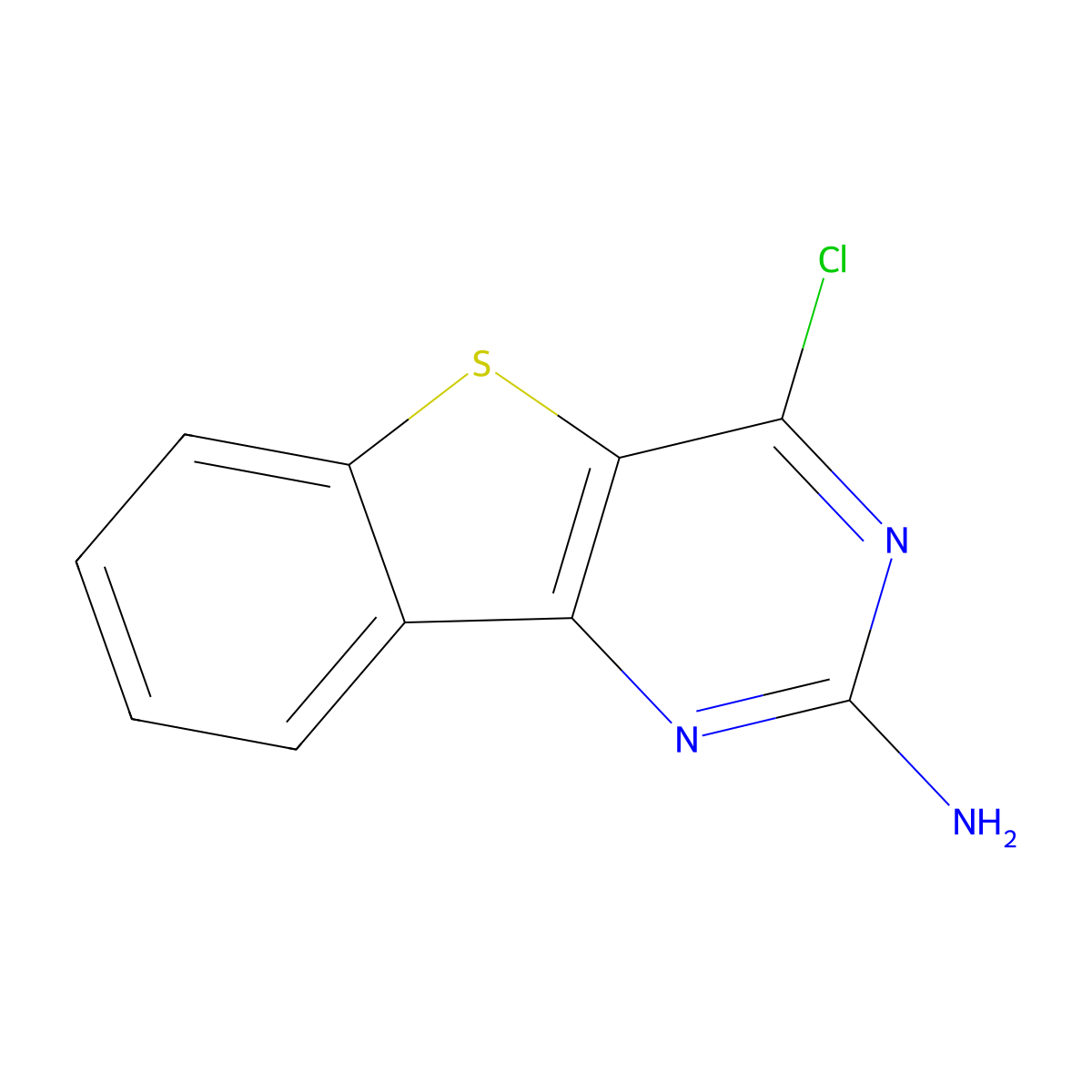 4-Chloro-benzo[4,5]thieno[3,2-d]pyrimidin-2-ylamine molecular structure, CAS 1002352-32-0