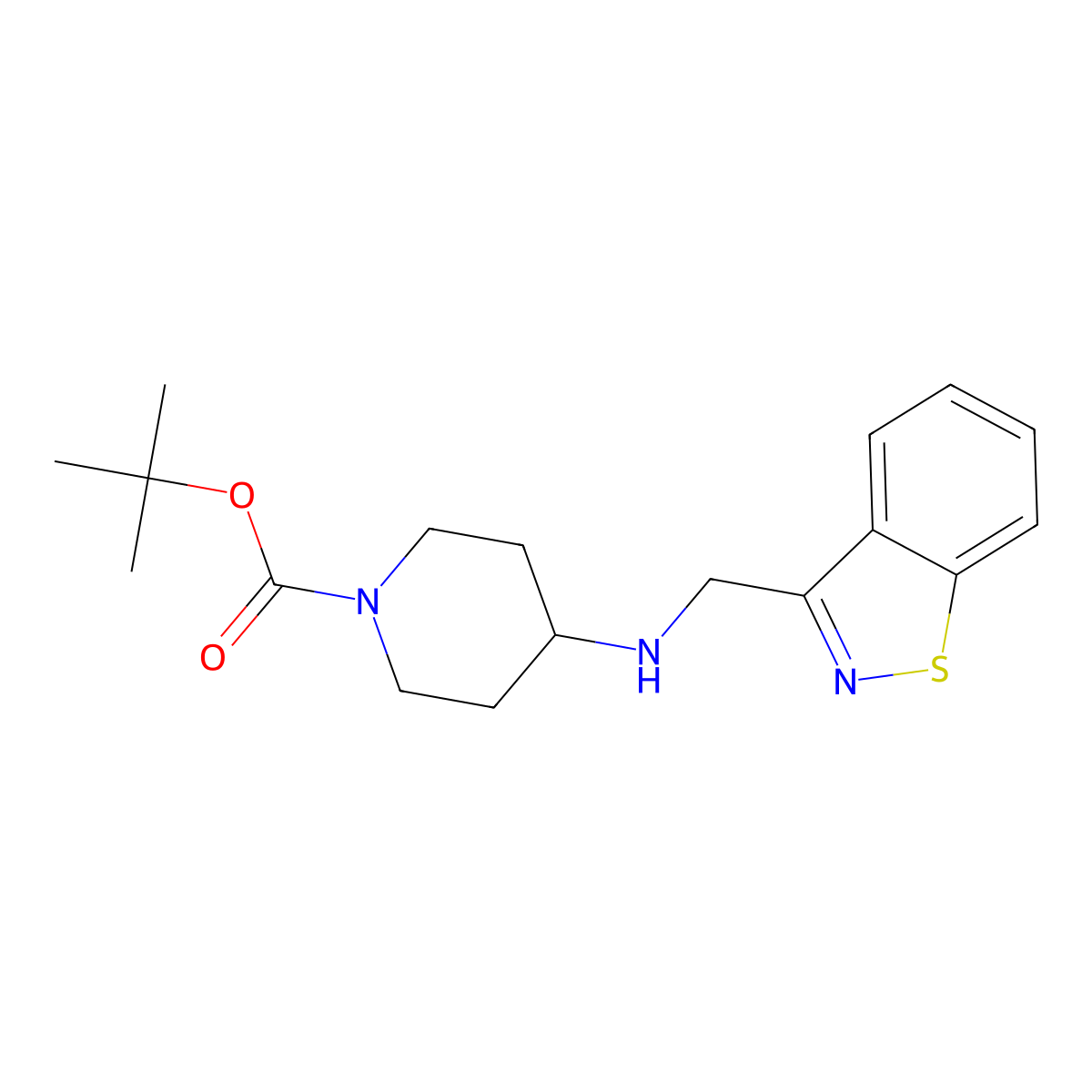 tert-Butyl 4-((benzo[d]isothiazol-3-ylmethyl)amino)piperidine-1-carboxylate molecular structure, CAS 1002355-67-0