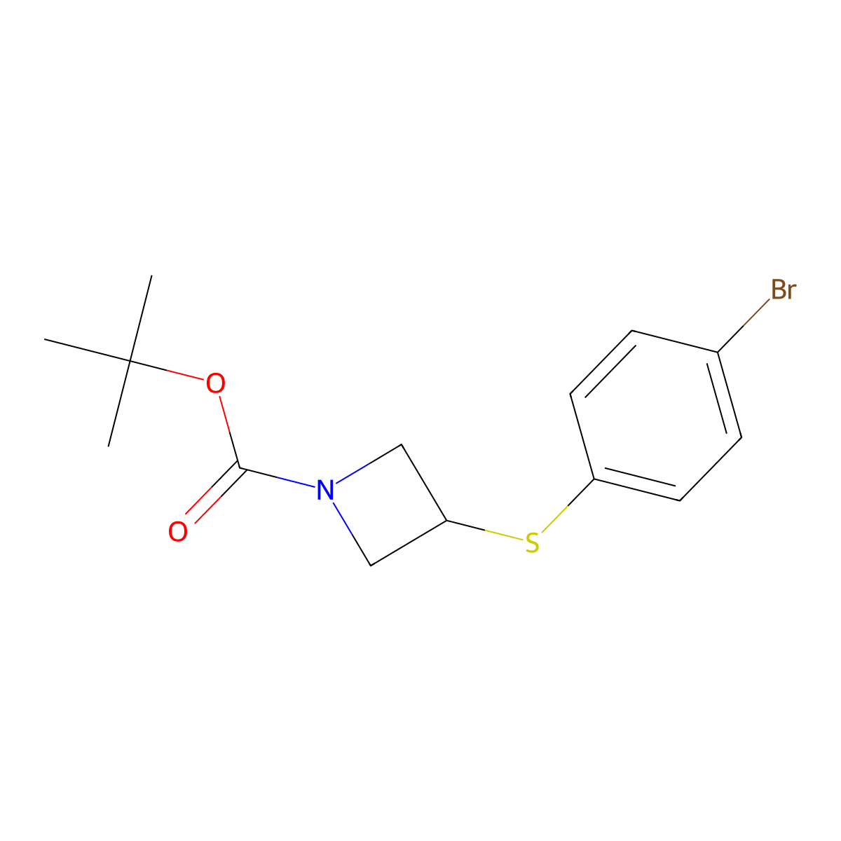 1-Boc-3-(4-bromophenyl)sulfanylazetidine molecular structure, CAS 1002355-69-2