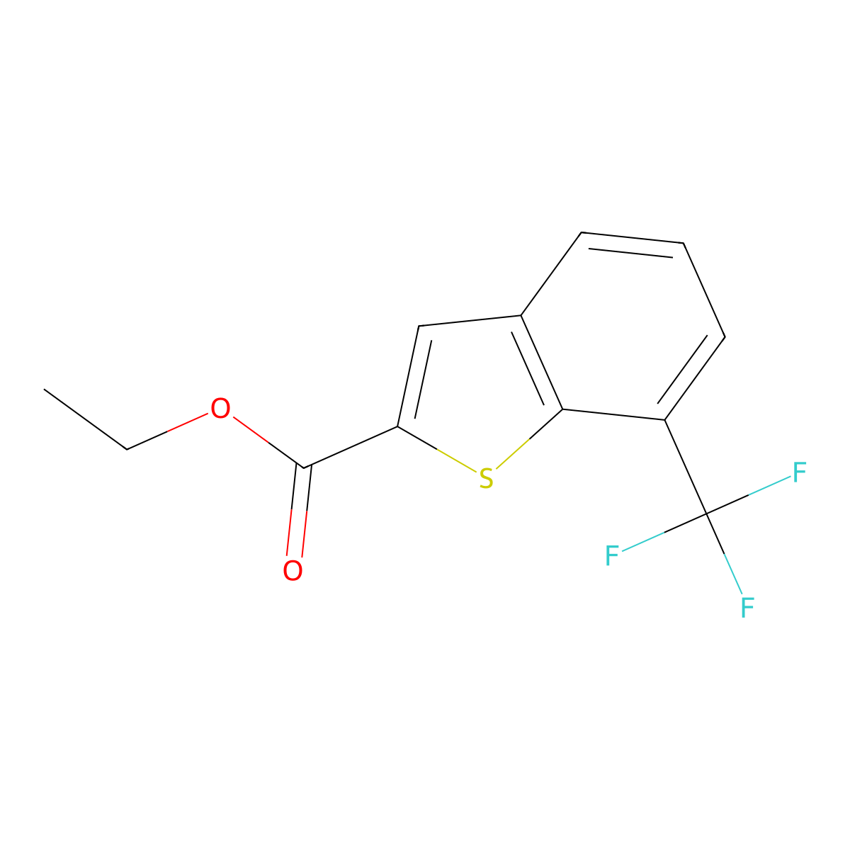 Ethyl 7-(Trifluoromethyl)-1-benzothiophene-2-carboxylate molecular structure, CAS 1002355-89-6