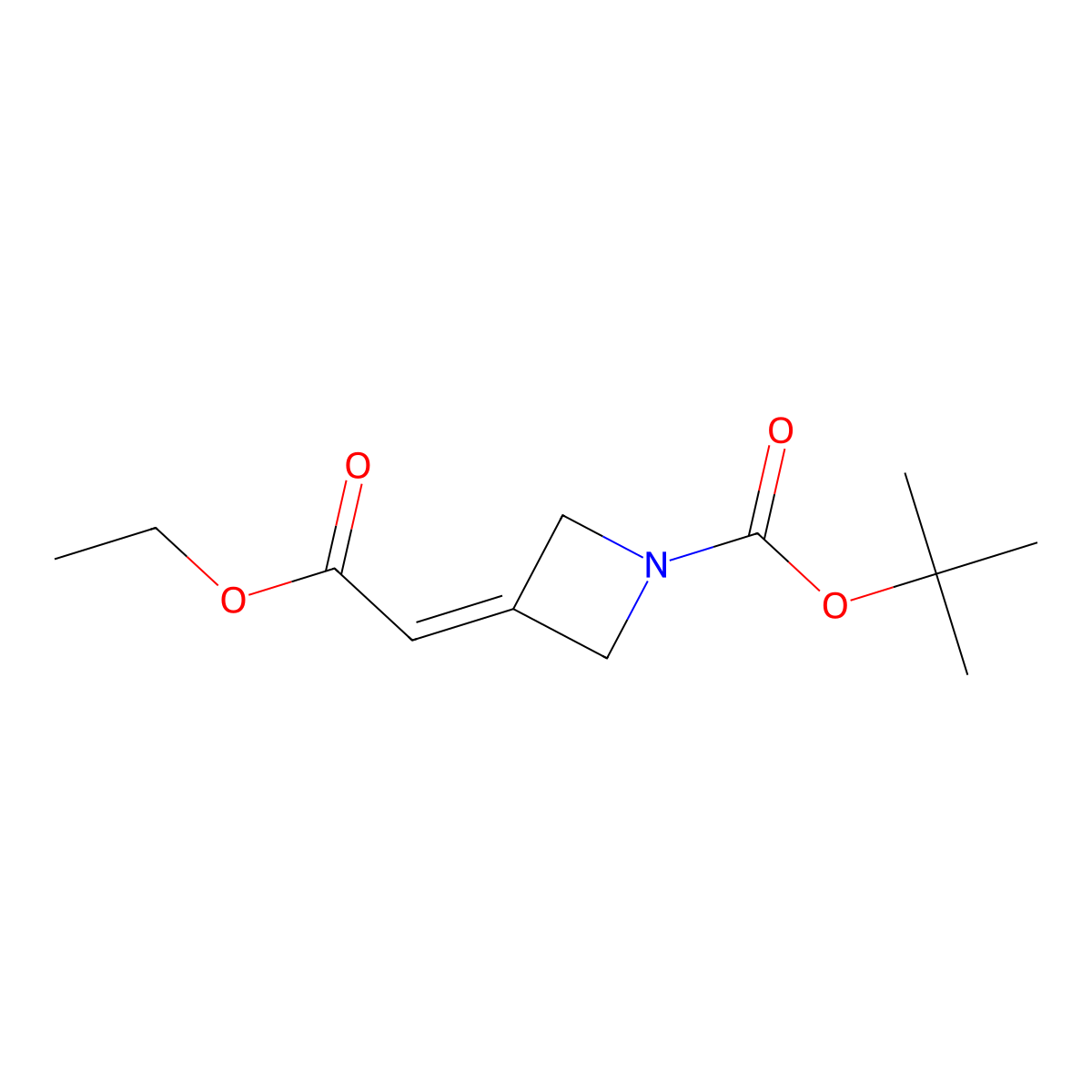 tert-Butyl 3-(2-ethoxy-2-oxoethylidene)azetidine-1-carboxylate molecular structure, CAS 1002355-96-5