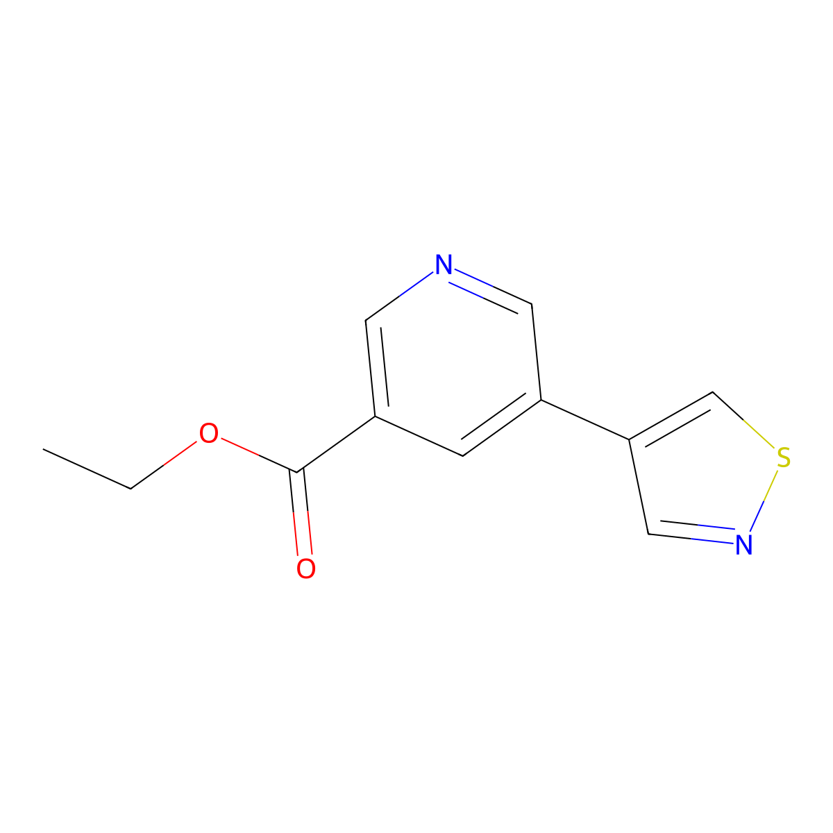 Ethyl 5-(4-isothiazolyl)-3-pyridinecarboxylate molecular structure, CAS 1002356-03-7