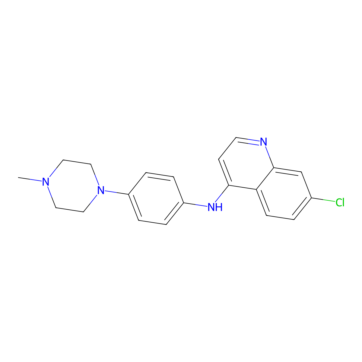 7-chloro-N-[4-(4-methylpiperazin-1-yl)phenyl]quinolin-4-amine molecular structure, CAS 10024-04-1