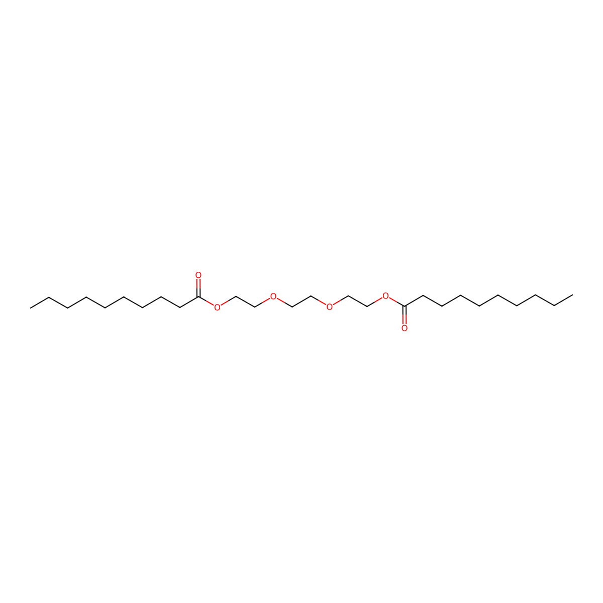 Triethylene glycol dicaprate molecular structure, CAS 10024-58-5