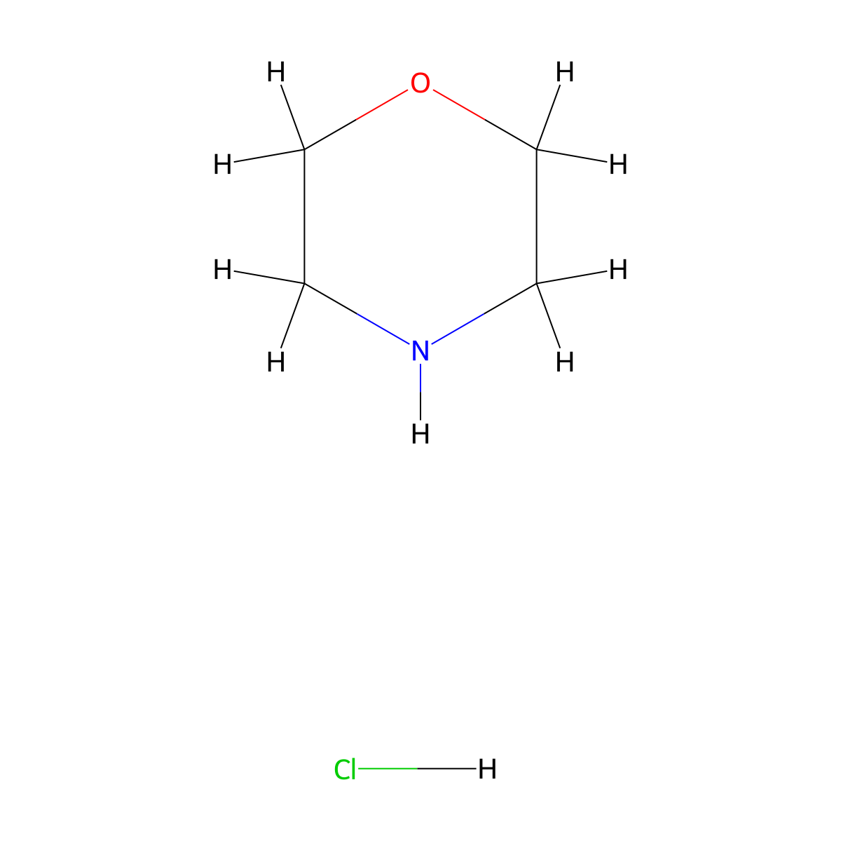 Morpholine, hydrochloride (1:1) molecular structure, CAS 10024-89-2