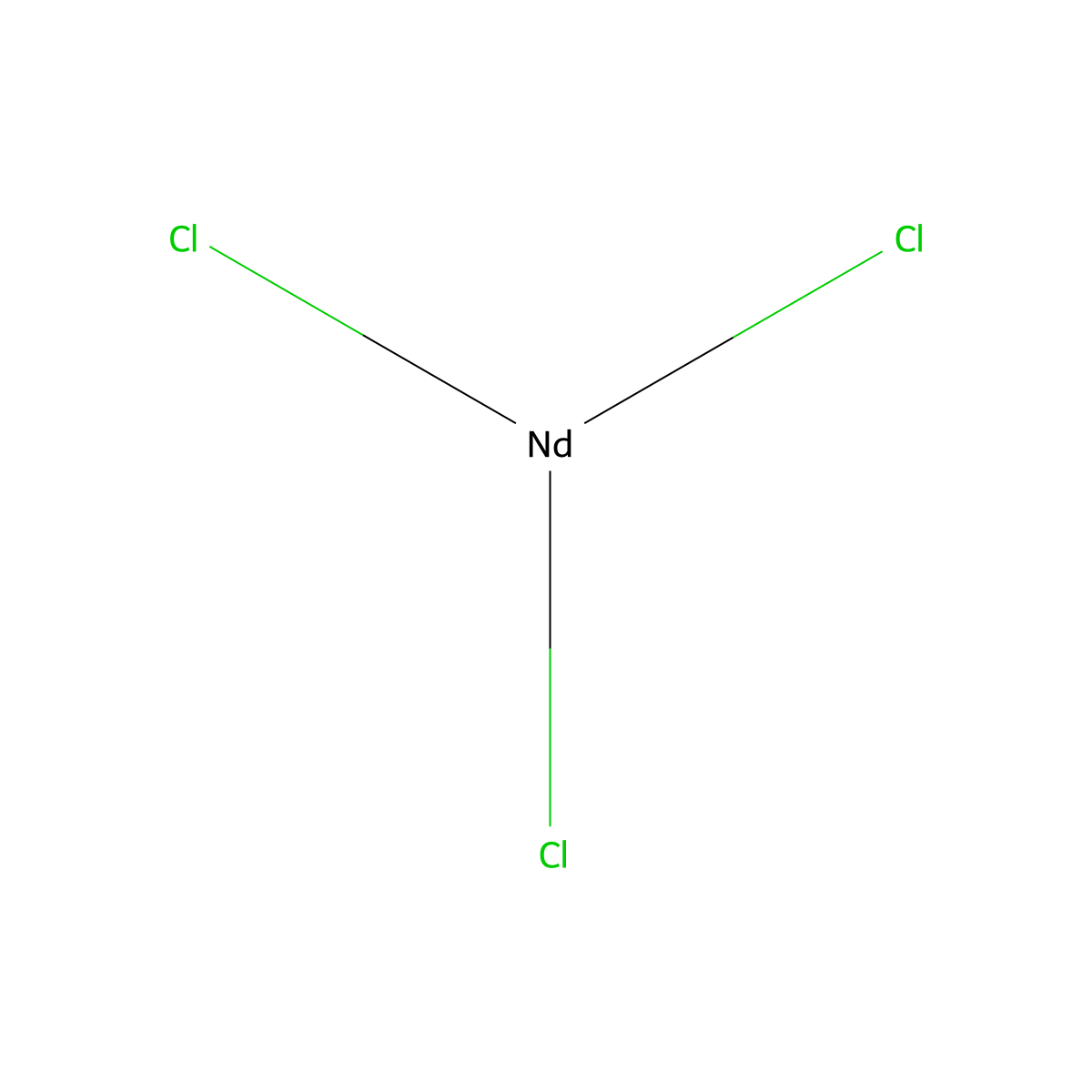 Neodymium trichloride molecular structure, CAS 10024-93-8
