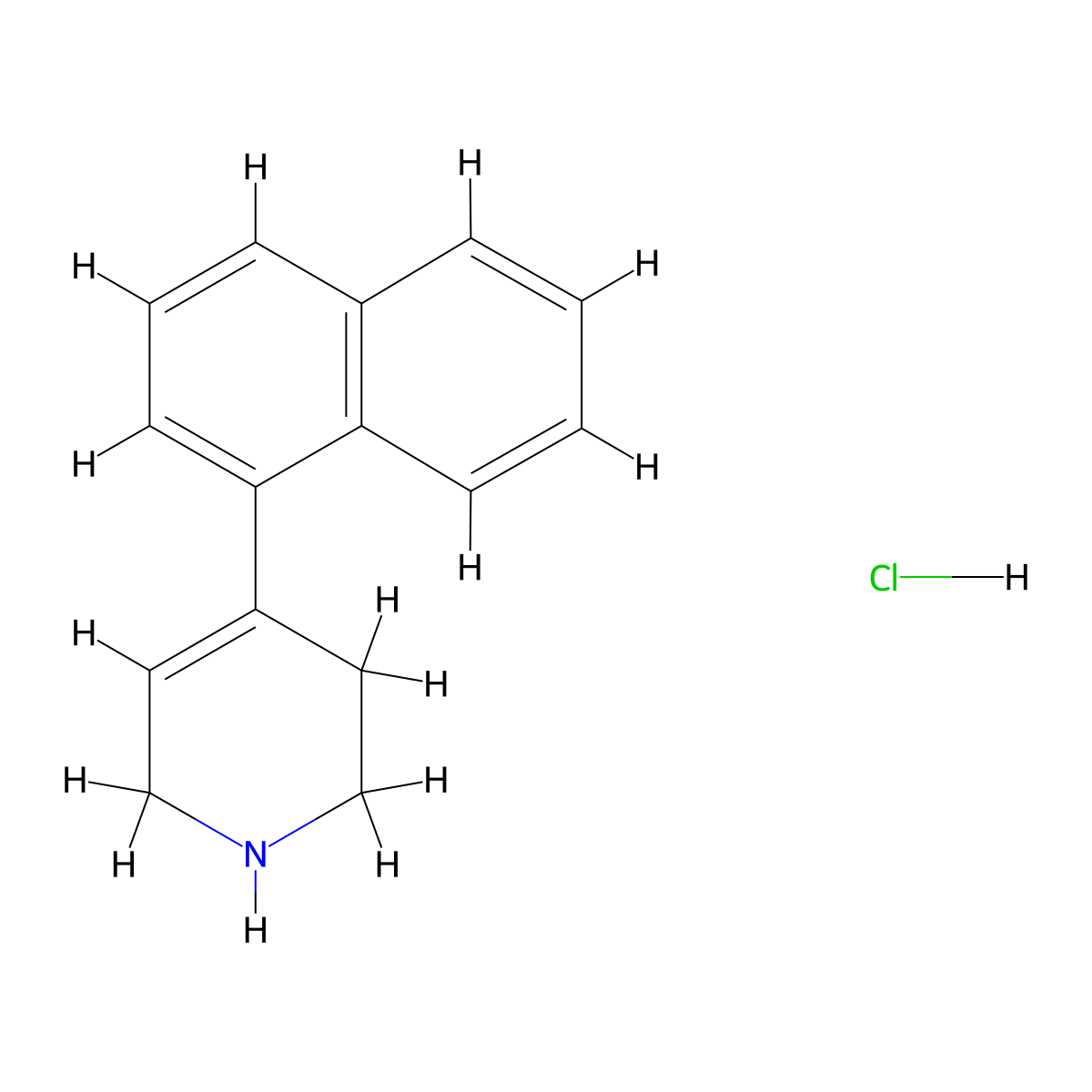 4-(Naphthalen-1-yl)-1,2,3,6-tetrahydropyridine hydrochloride molecular structure, CAS 100240-18-4